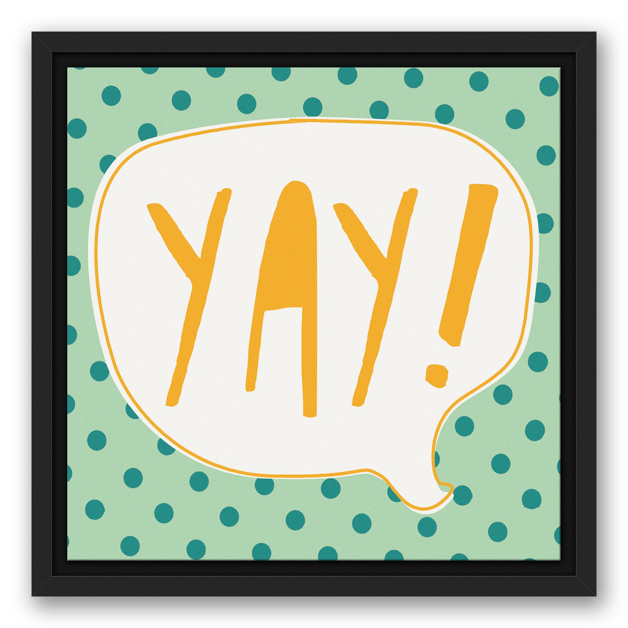 Yellow and Orange Yay Design 12x12 Black Floating Framed Canvas
