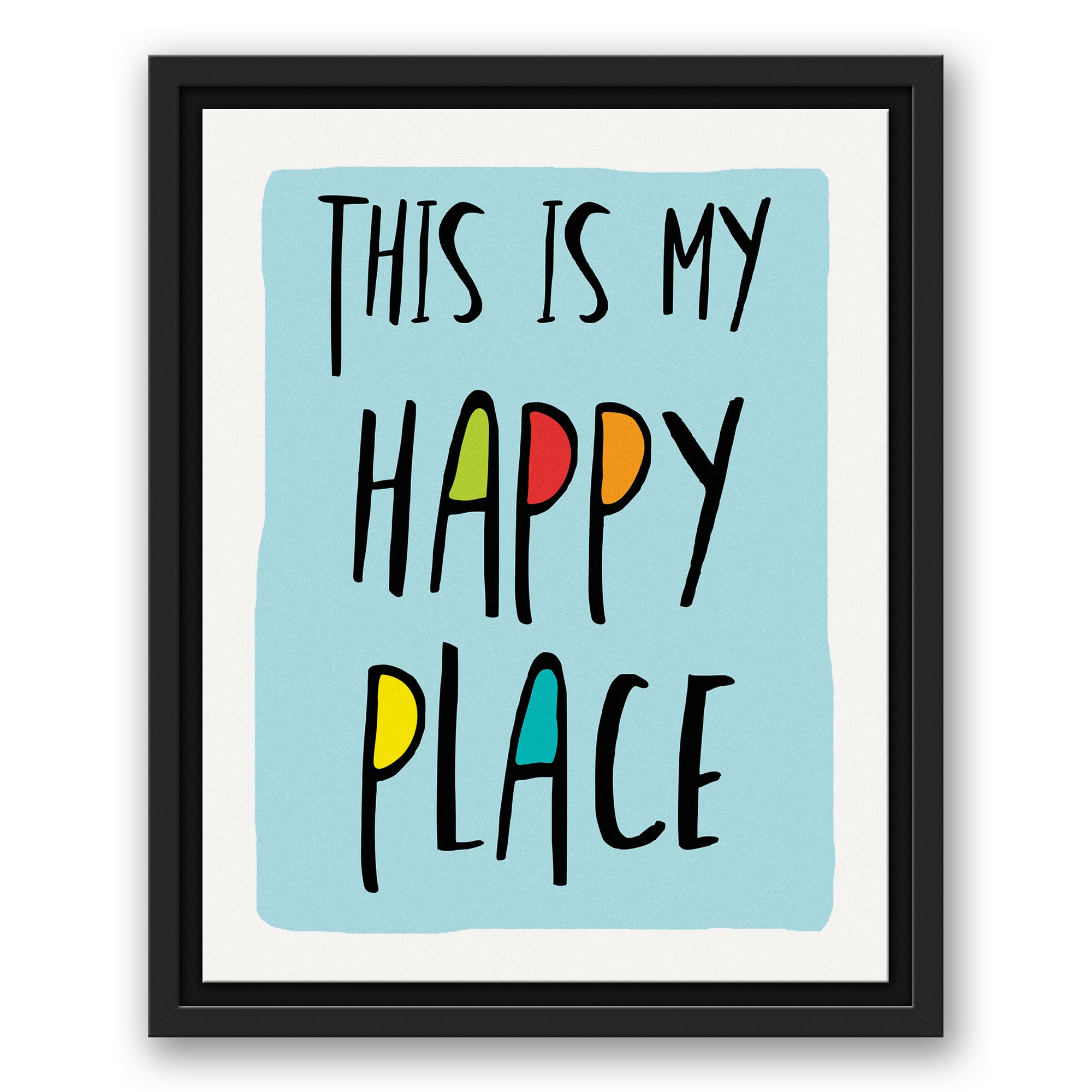 This is My Happy Place Blue 11x14 Black Floating Framed Canvas