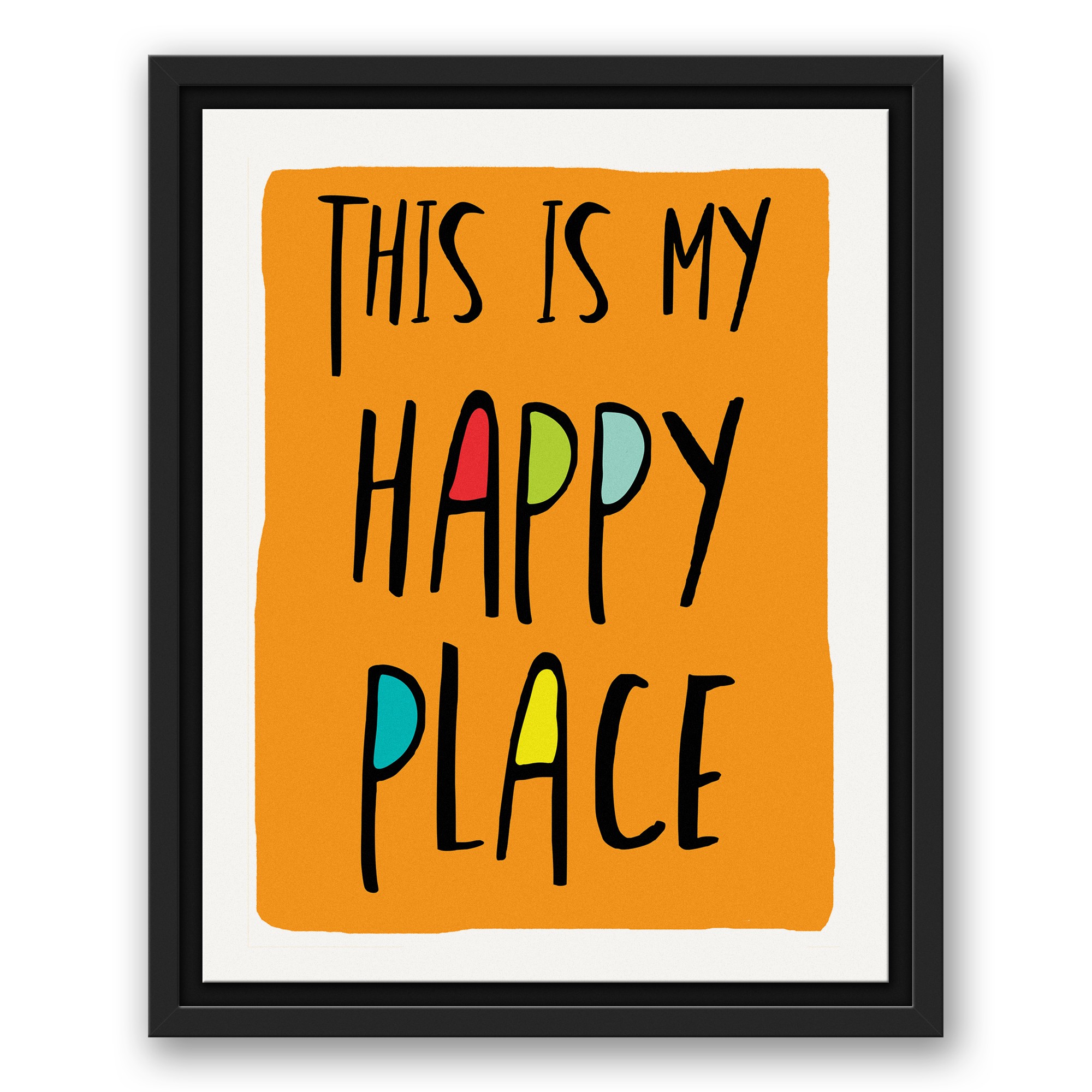 This is My Happy Place Orange 11x14 Black Floating Framed Canvas
