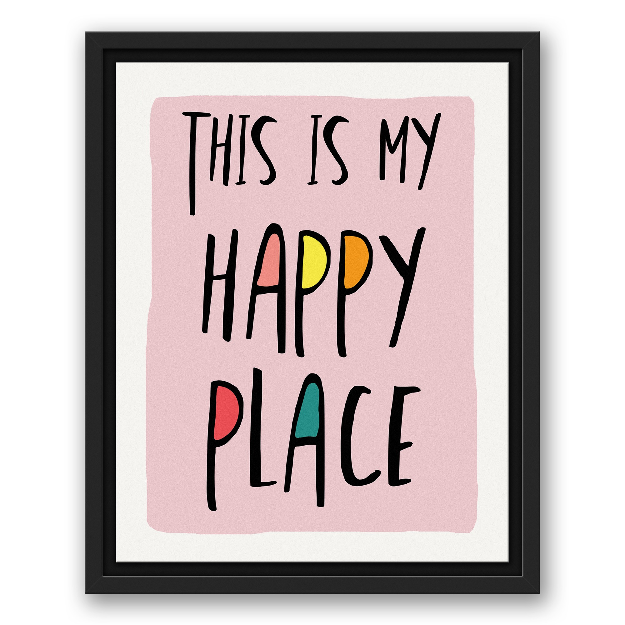 This is My Happy Place Pink 11x14 Black Floating Framed Canvas
