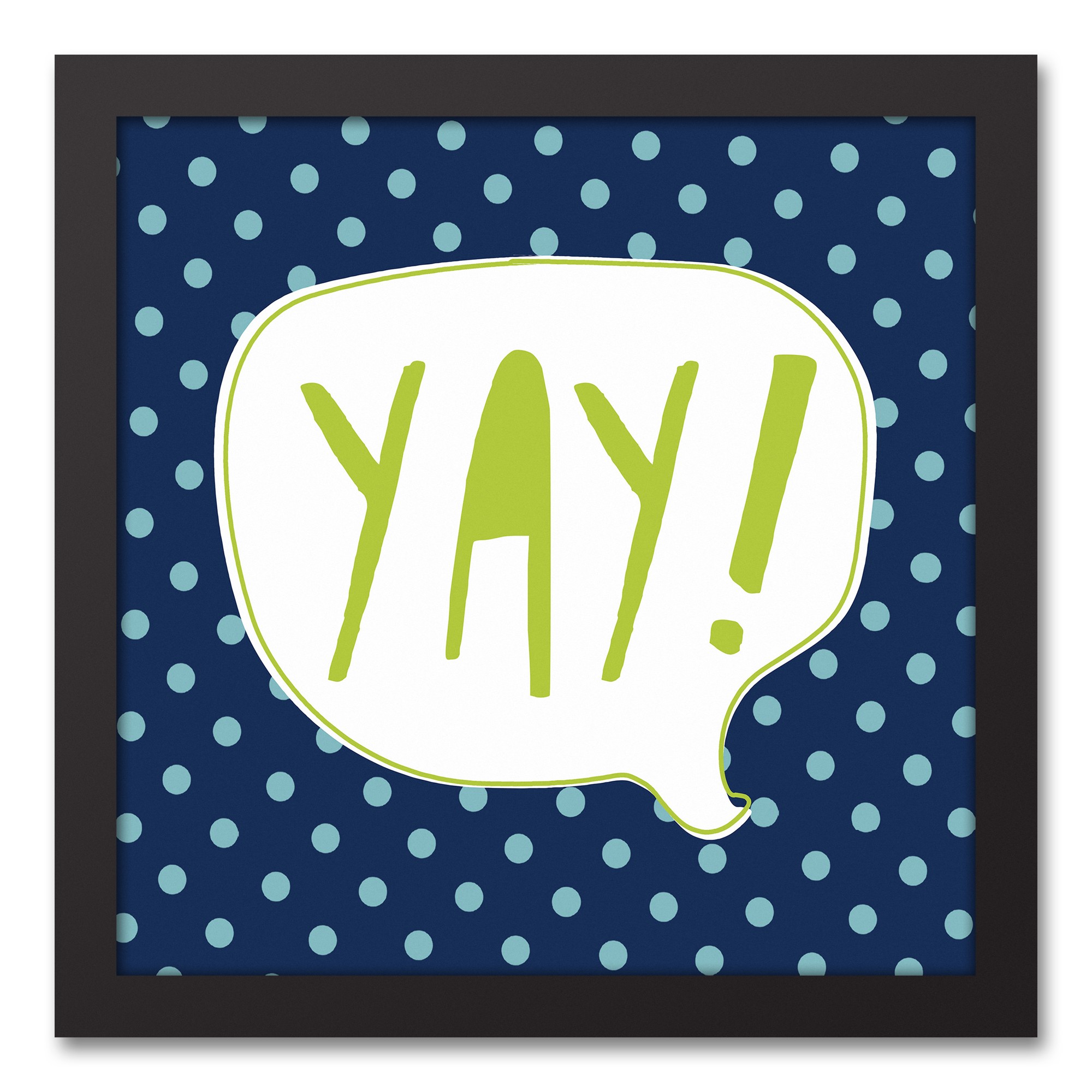 Blue and Green Yay Design 12x12 Black Framed Canvas