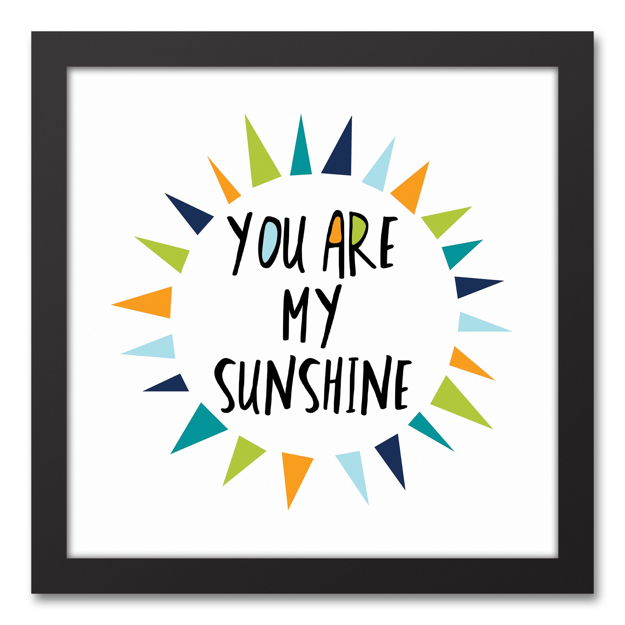You Are My Sunshine Cool Tones Design 12x12 Black Framed Canvas