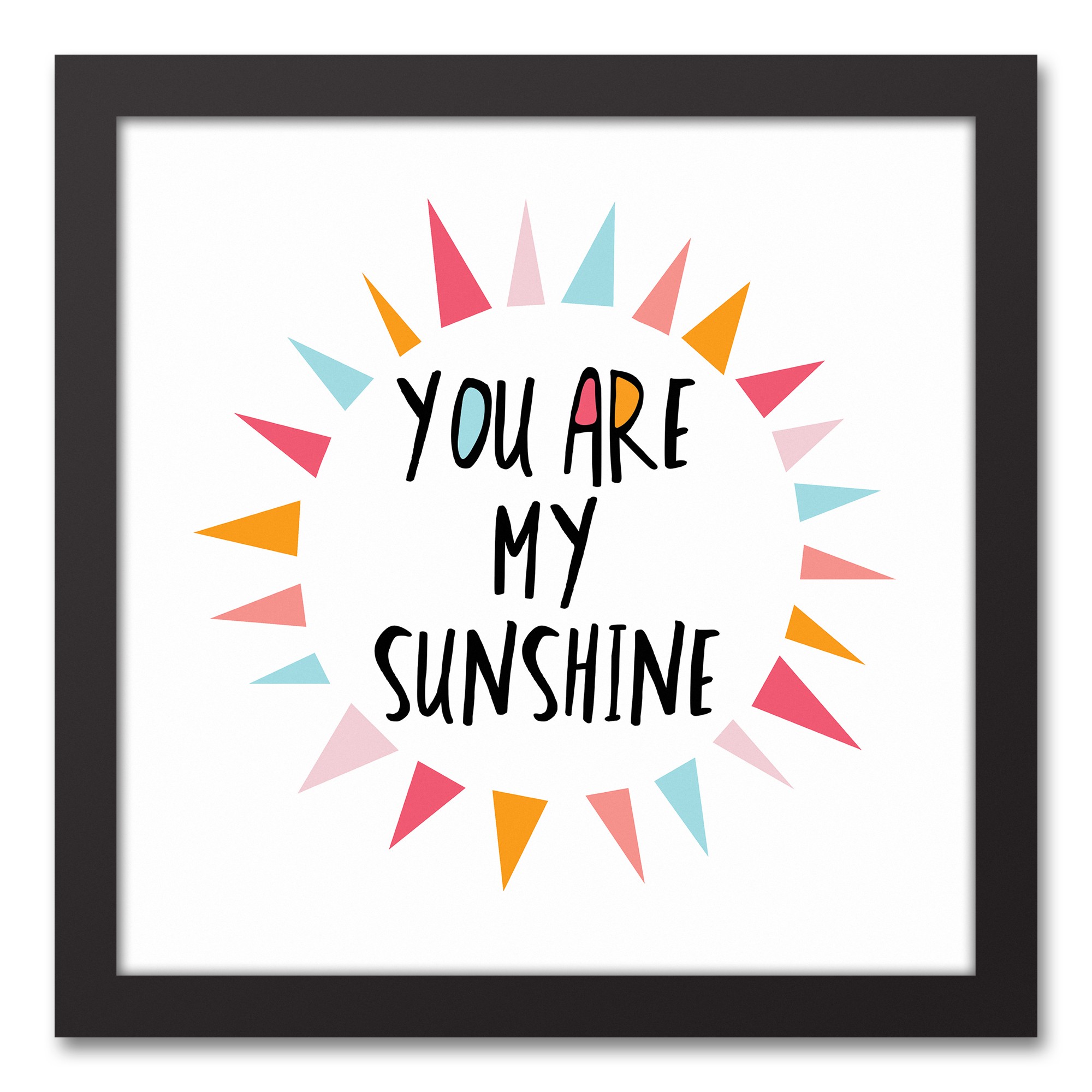 You Are My Sunshine Pastel Tones Design 12x12 Black Framed Canvas