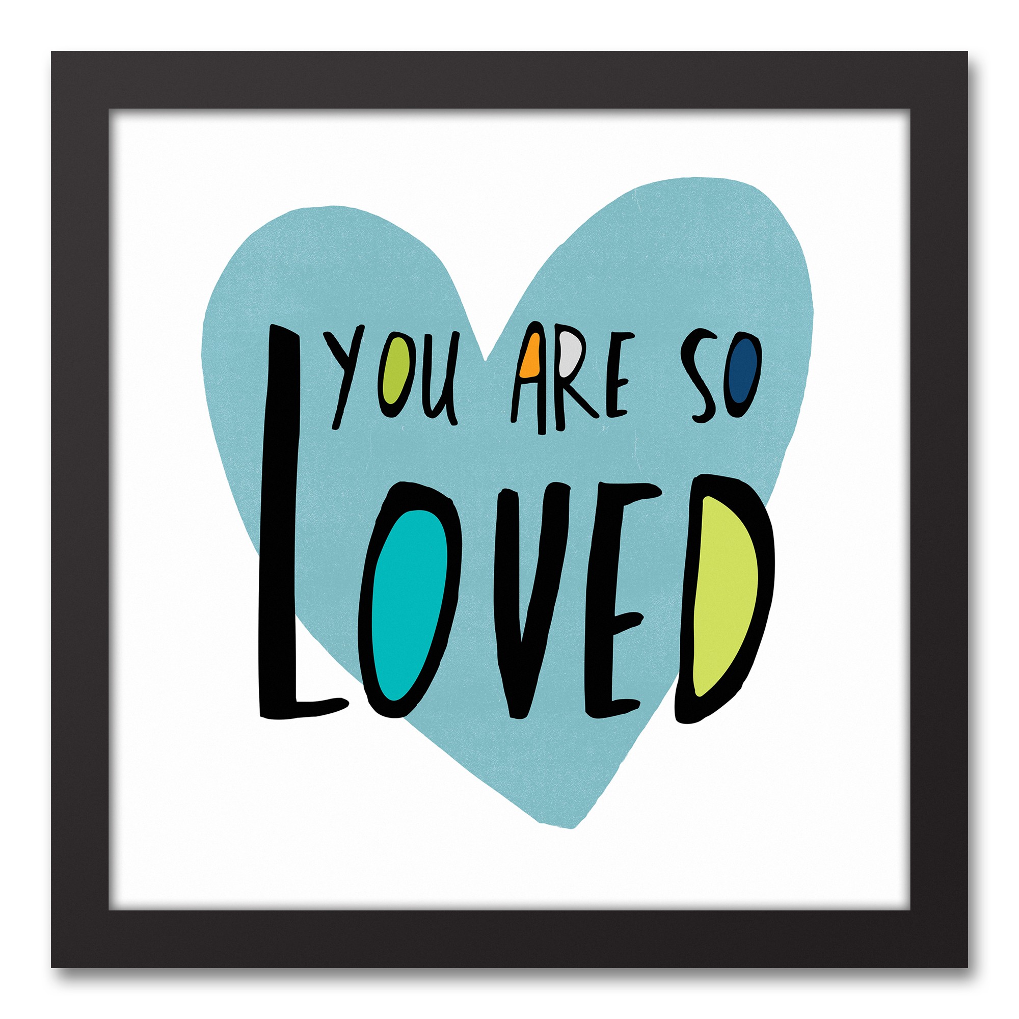 You Are So Loved Blue Heart 11x14 Black Framed Canvas