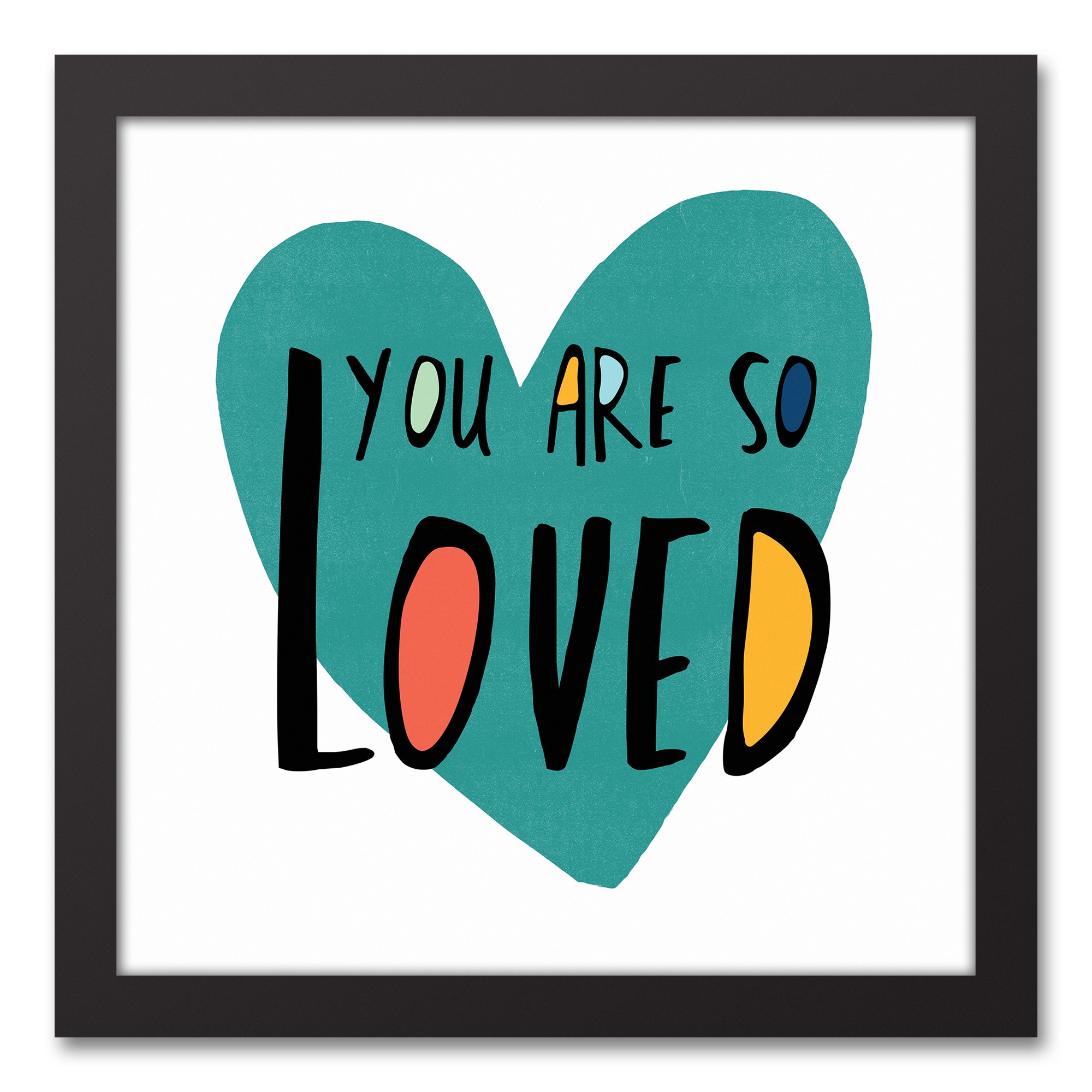 You Are So Loved Teal Heart 11x14 Black Framed Canvas