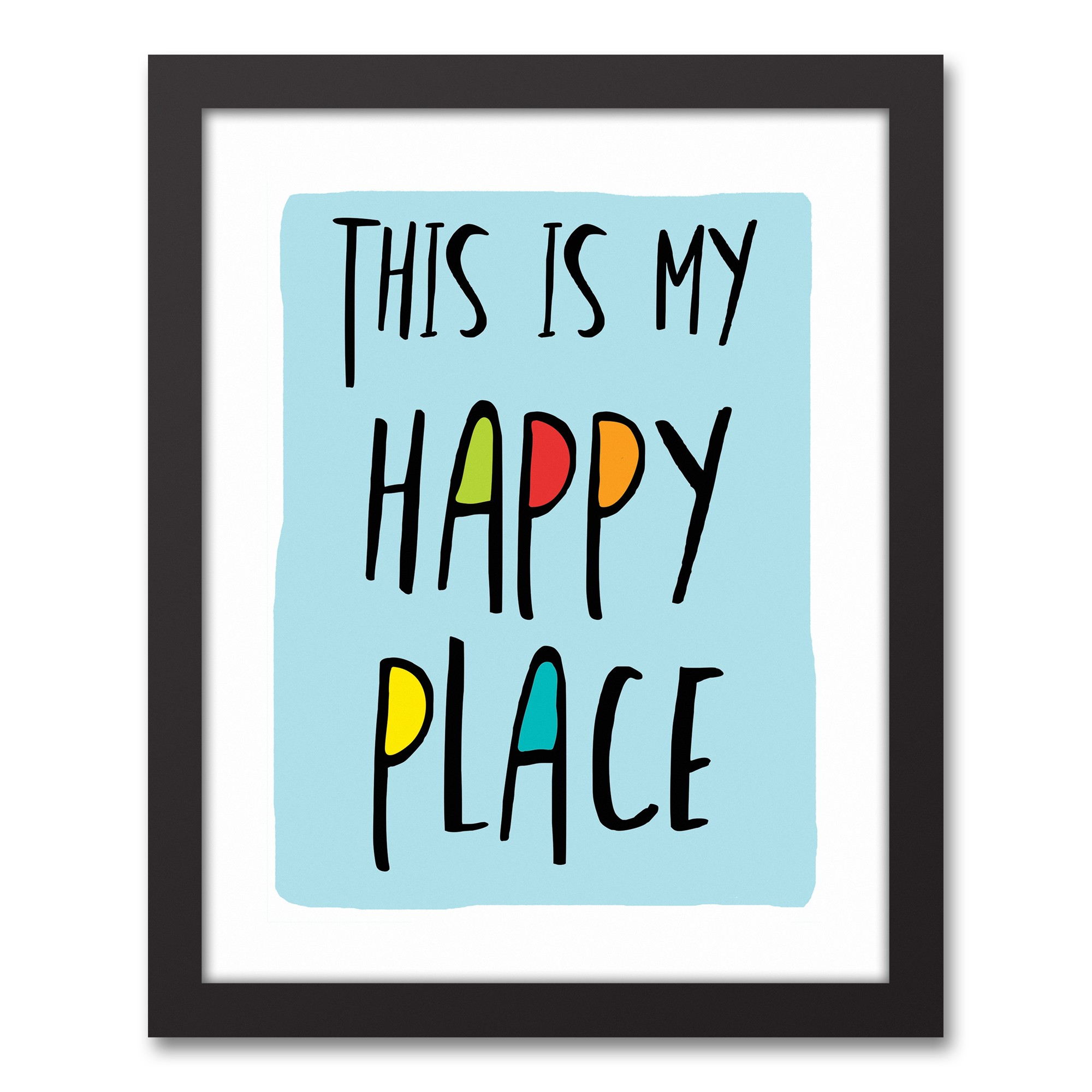 This is My Happy Place Blue 11x14 Black Framed Canvas