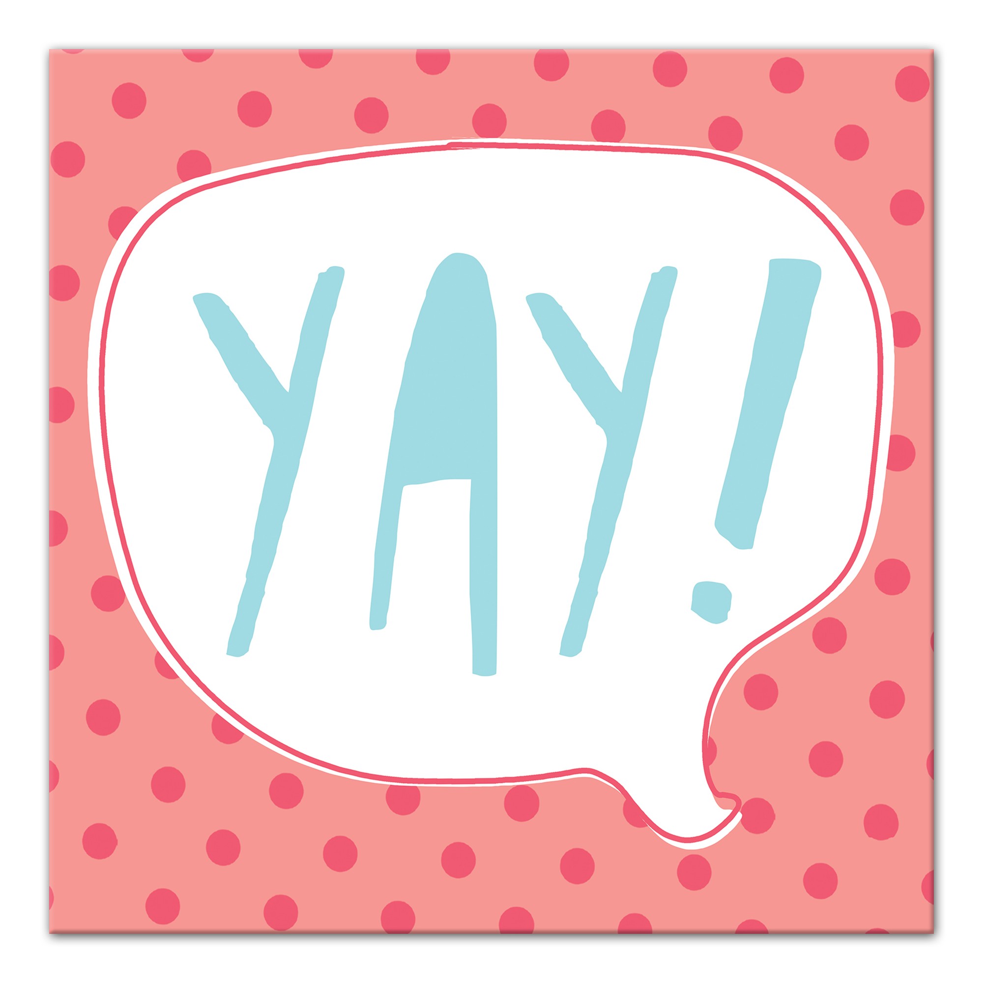 Blue and Pink Yay Design 12x12 Canvas Wall Art