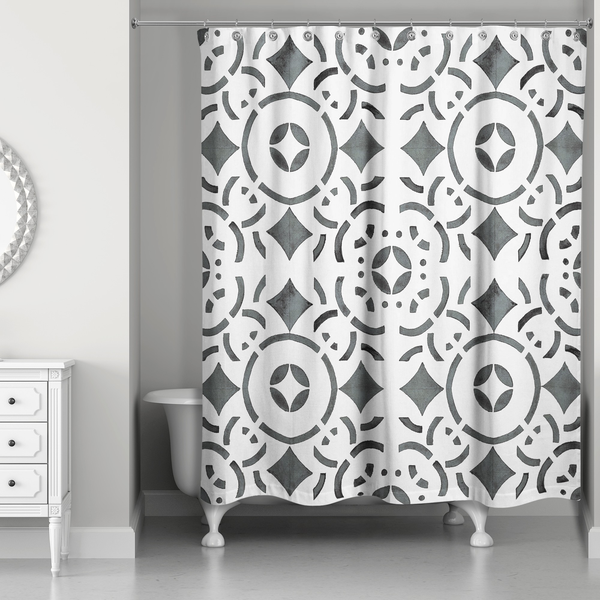 Geometric Tile 71x74 Shower Curtain