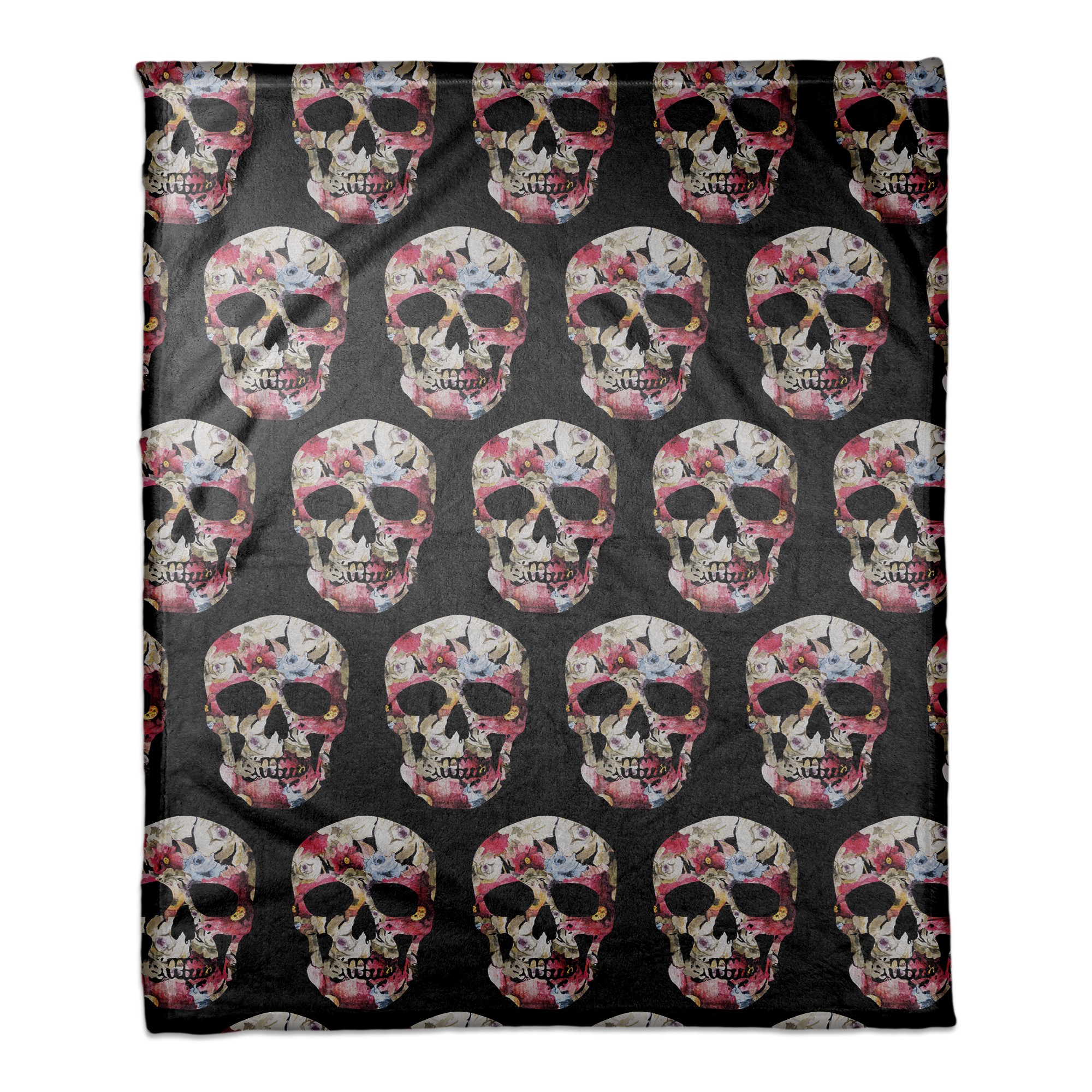 Floral Skull Pattern Throw