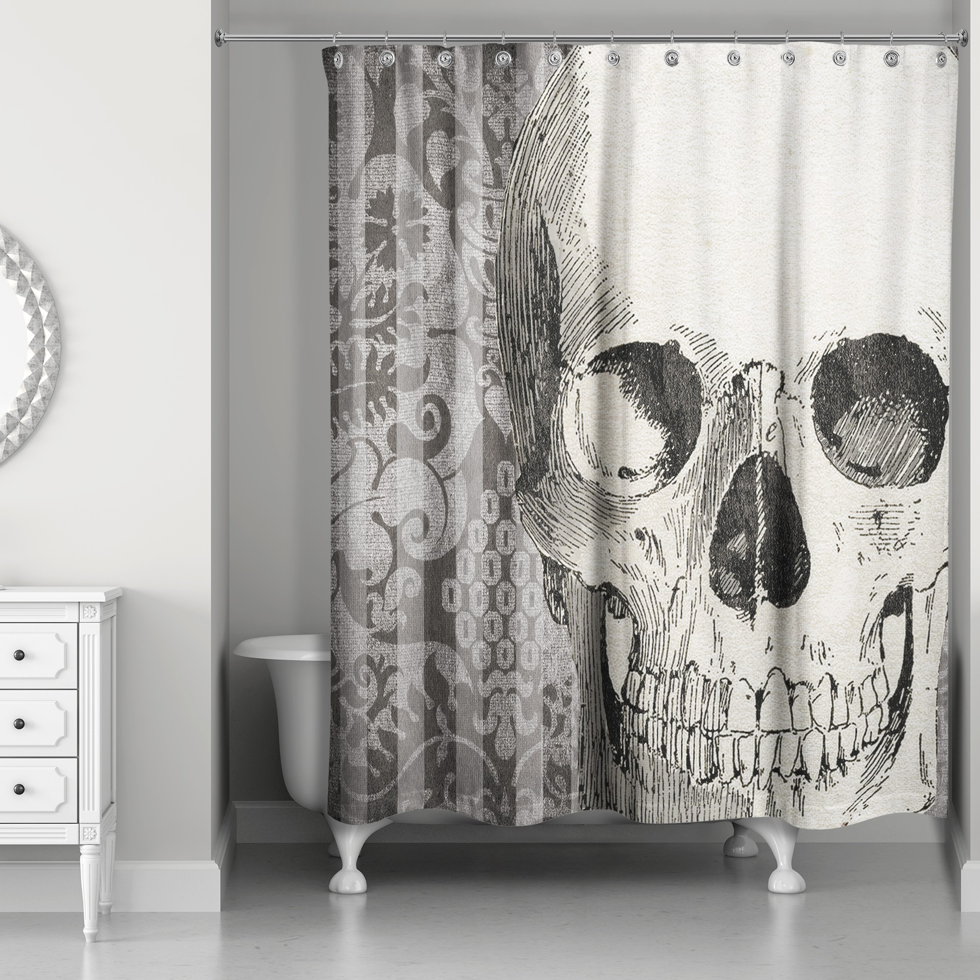 Spooky Skull 71x74 Shower Curtain