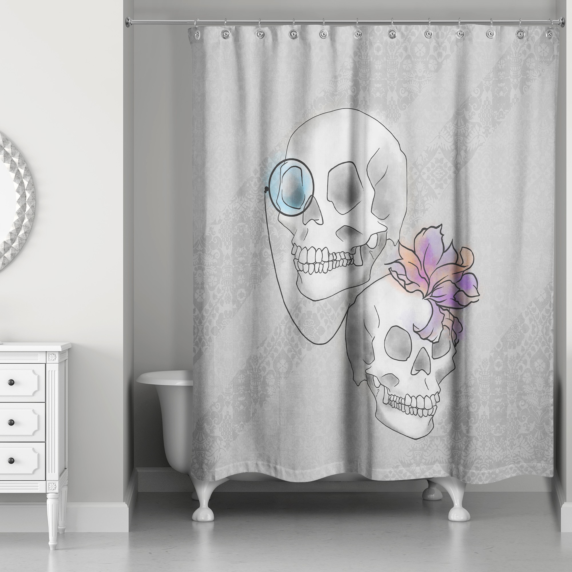 Sophisticated Skulls 71x74 Shower Curtain