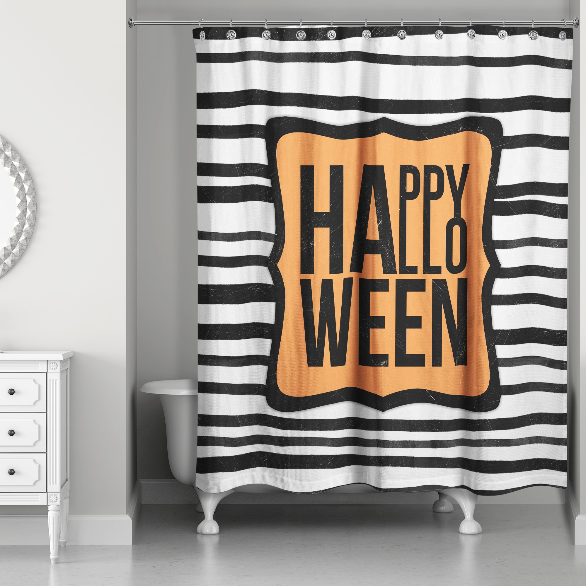 Happy Halloween Stripes 71x74 Shower Curtain
