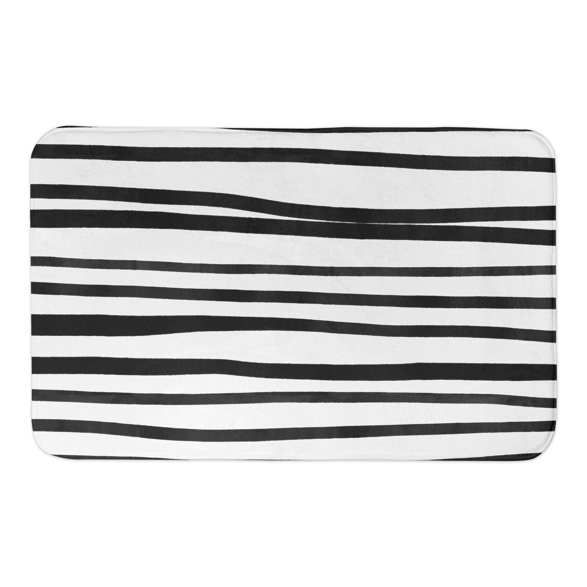 Black Watercolor Stripes 34x21 Bath Mat