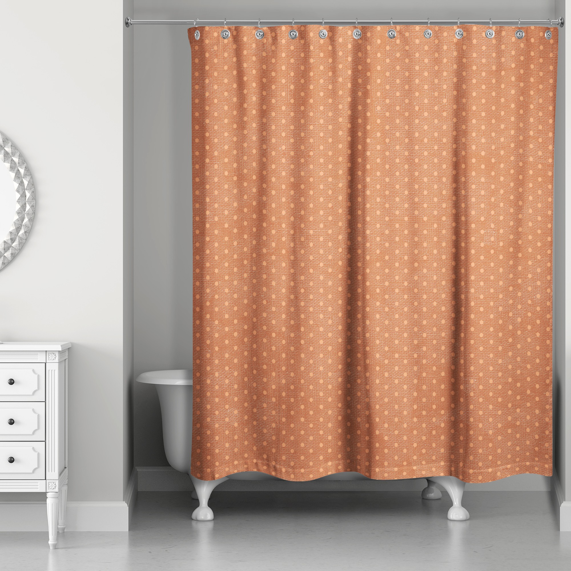 Orange Polka Dots 71x74 Shower Curtain