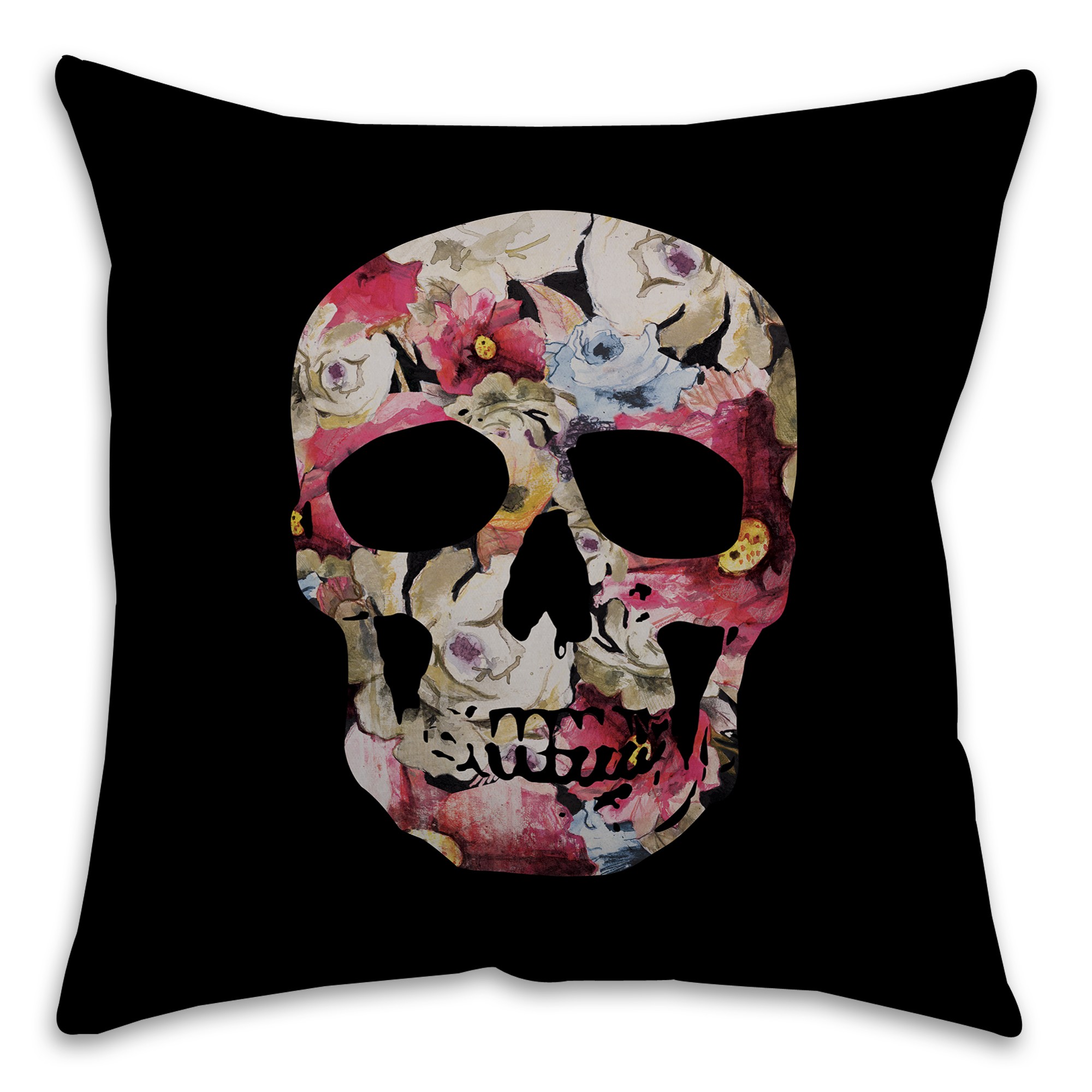 Floral Skull Pillow