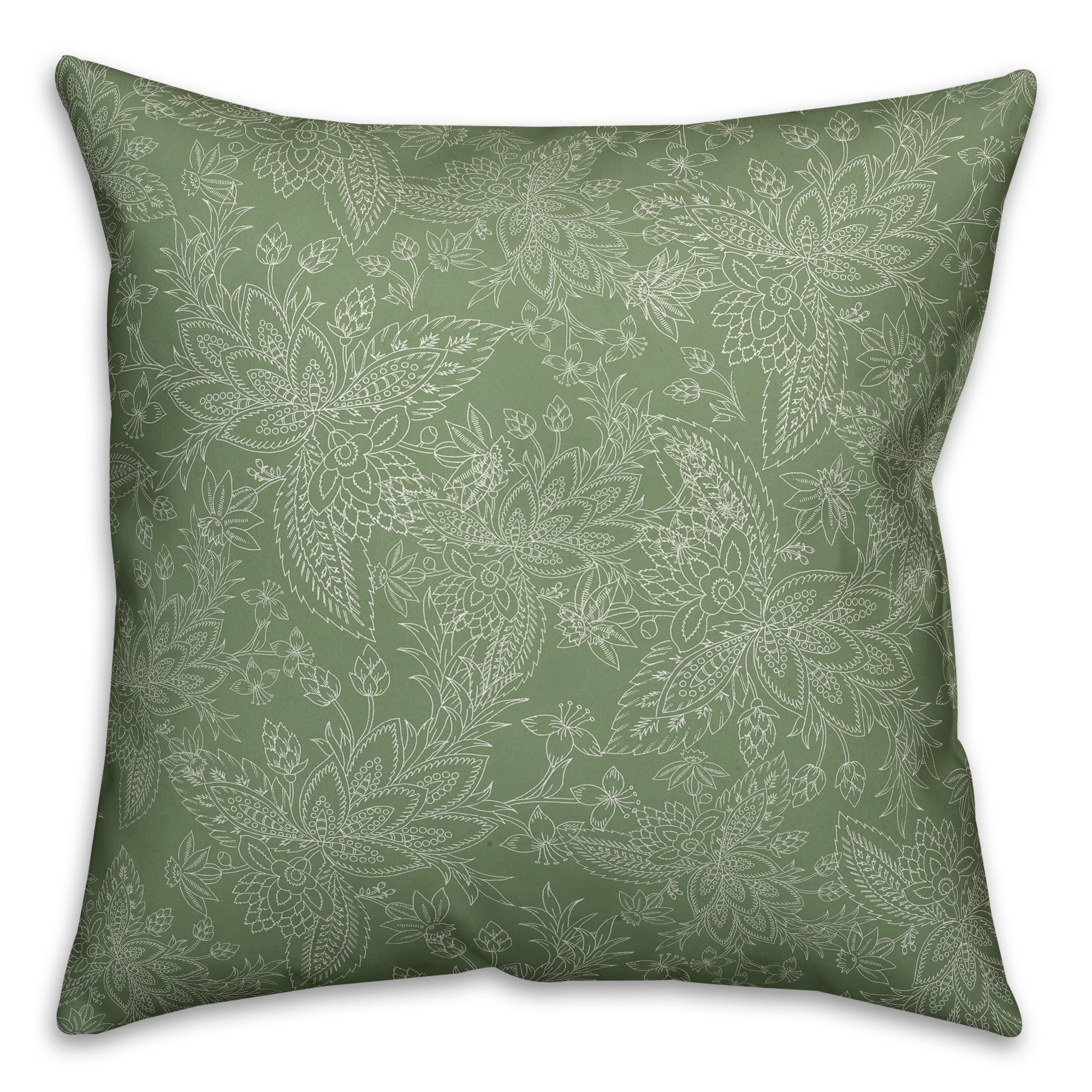 Green Paisley Pattern Pillow Cover