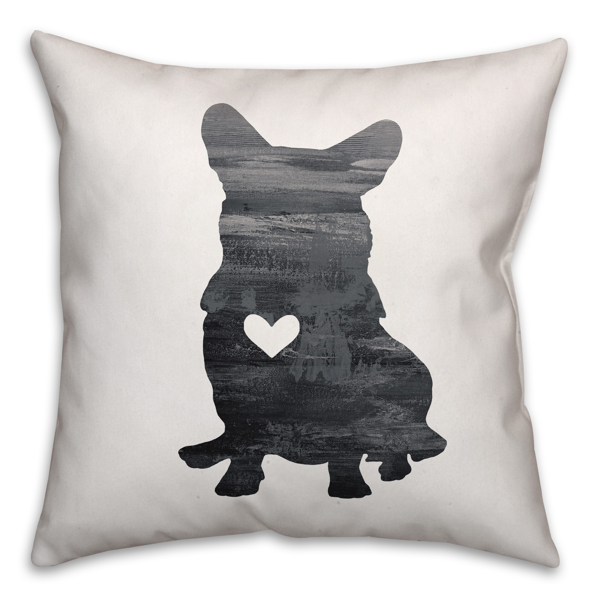 Gray Silhouette Corgi Pillow