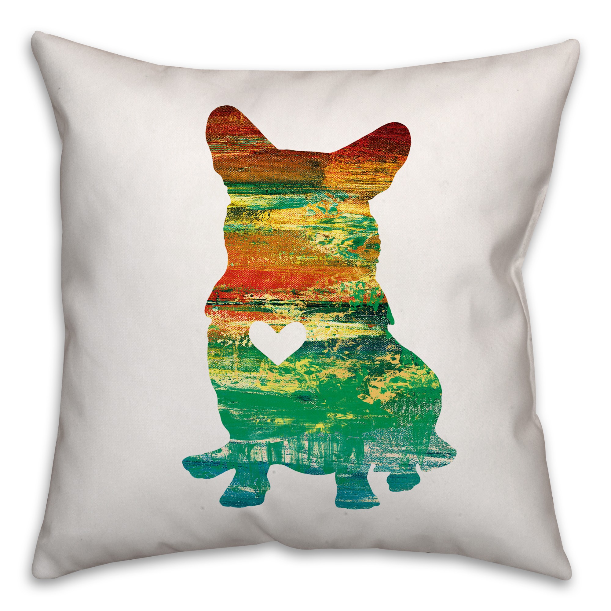 Colorful Silhouette Corgi Pillow Cover