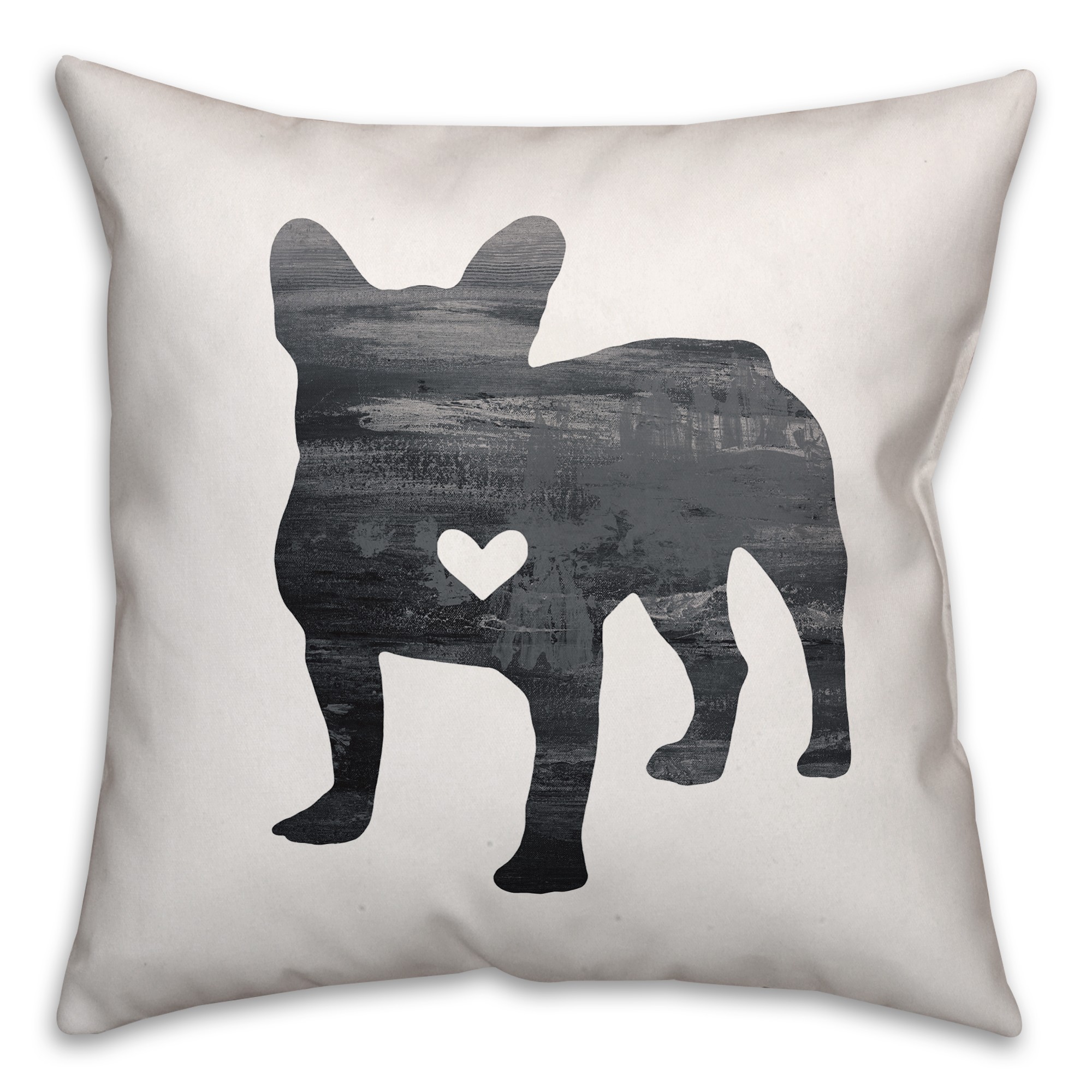 Gray Silhouette Frenchie Pillow