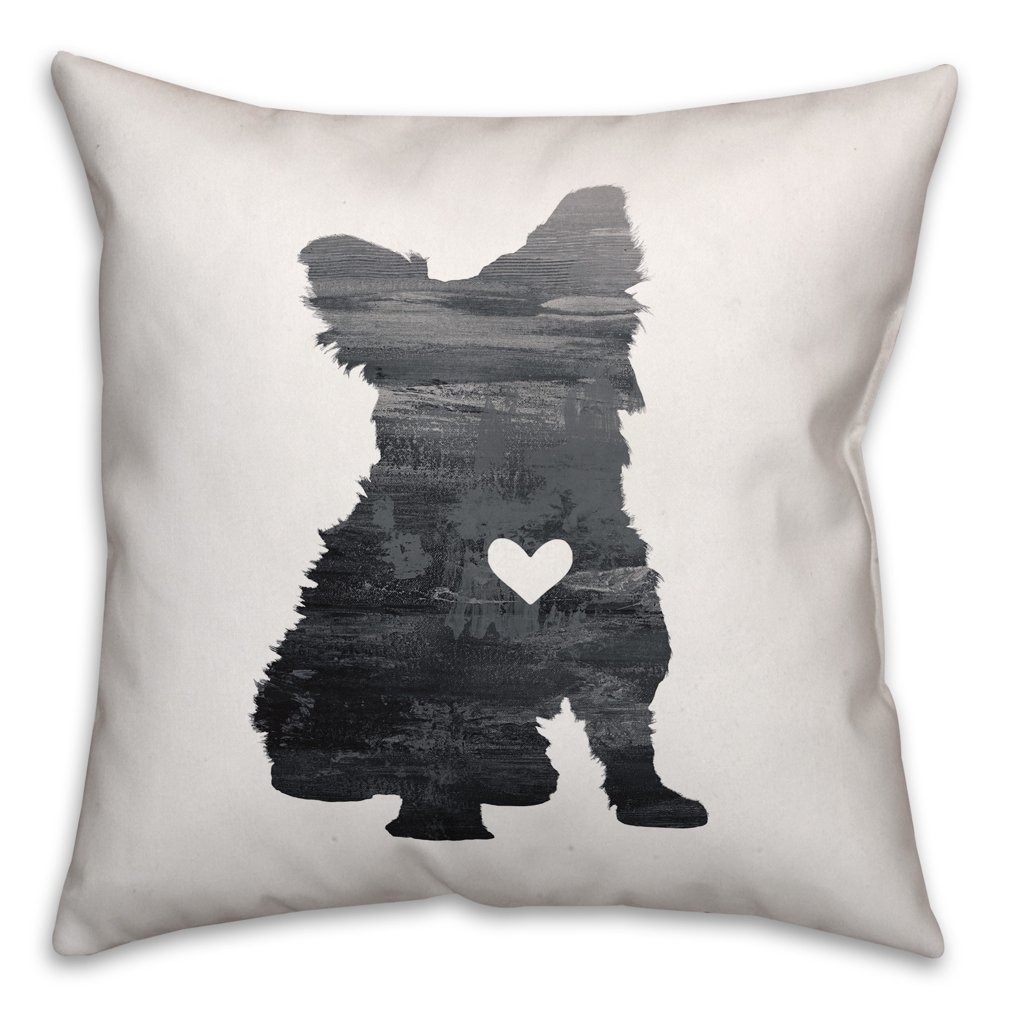 Gray Silhouette Yorkie Pillow Cover