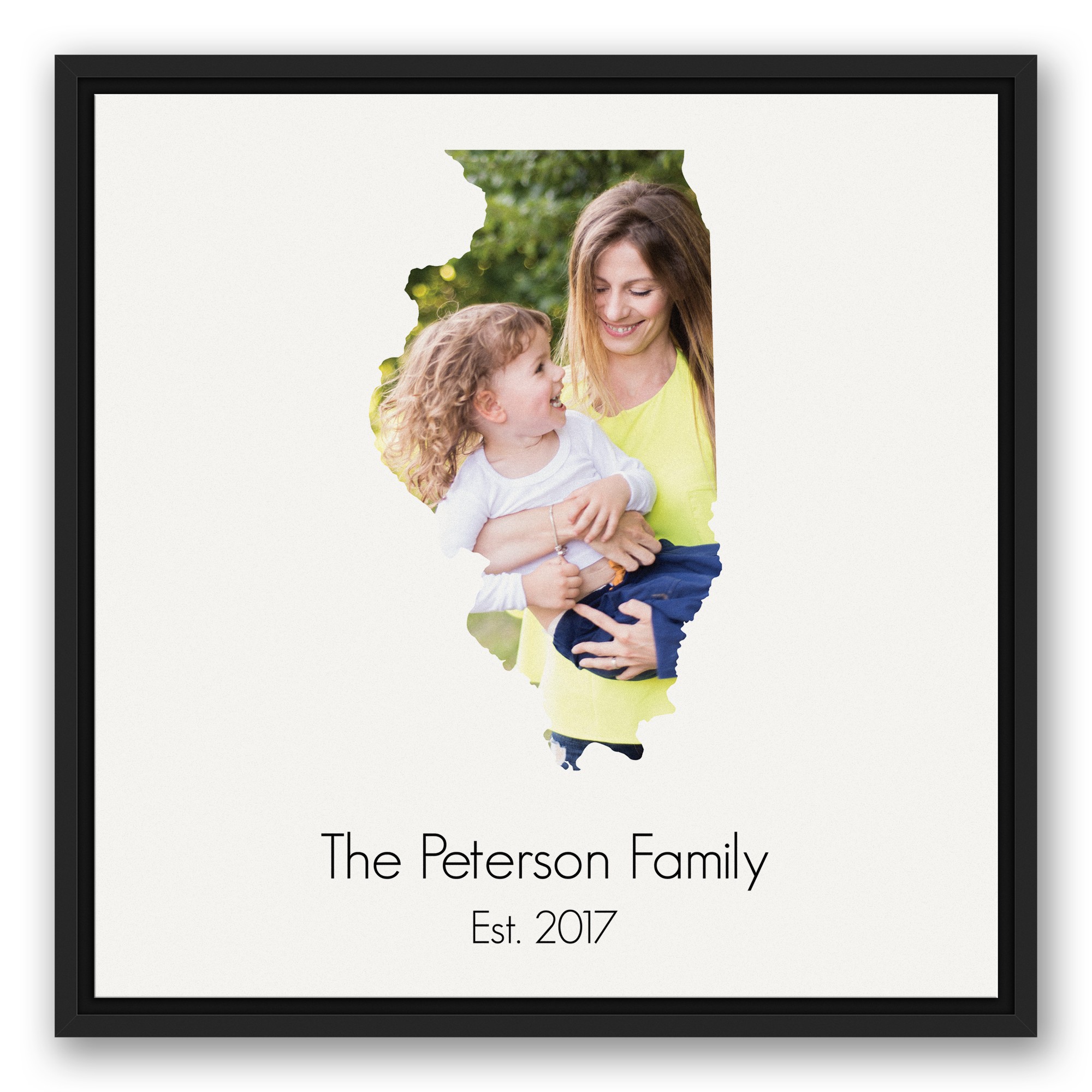 Illinois Family 20x20 Personalized Black Floating Framed Canvas
