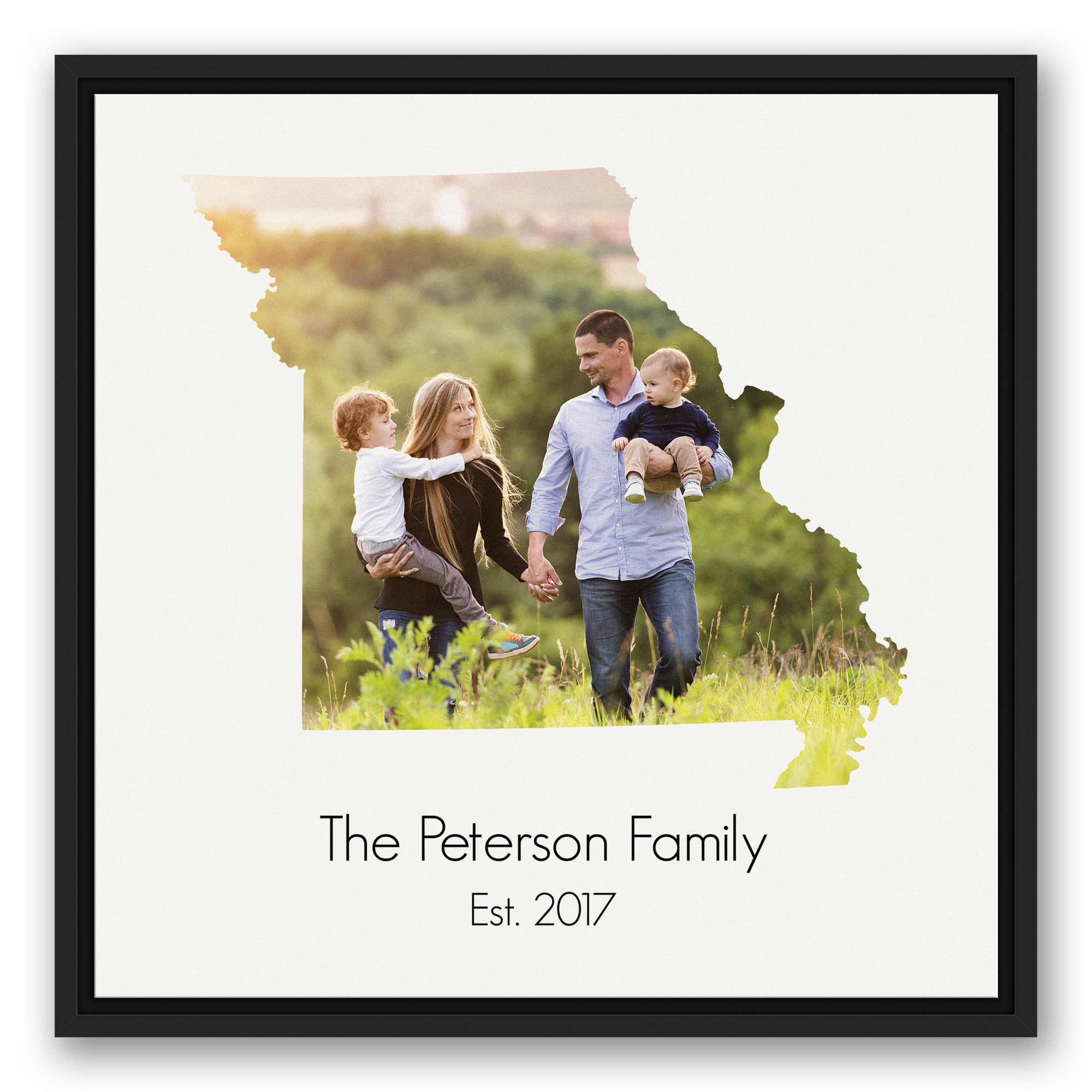 Missouri Family 20x20 Personalized Black Floating Framed Canvas