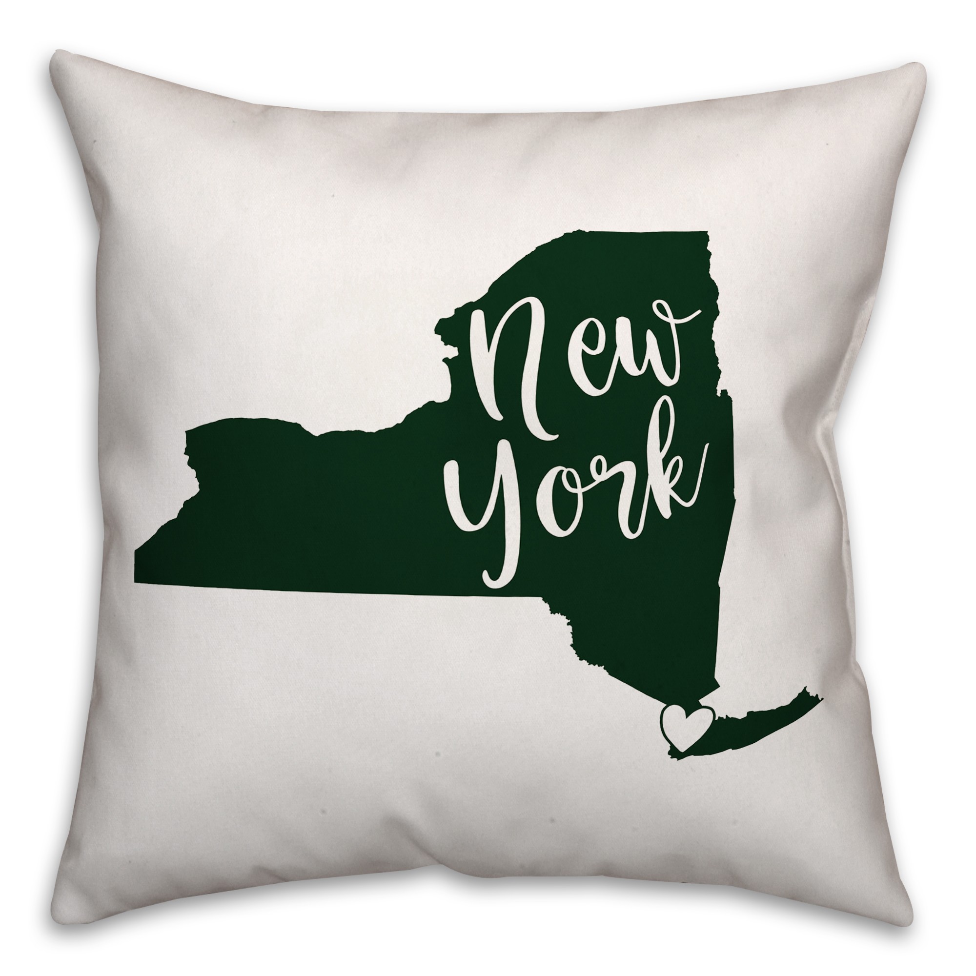Green and White New York Pride 16x16 Spun Poly Pillow