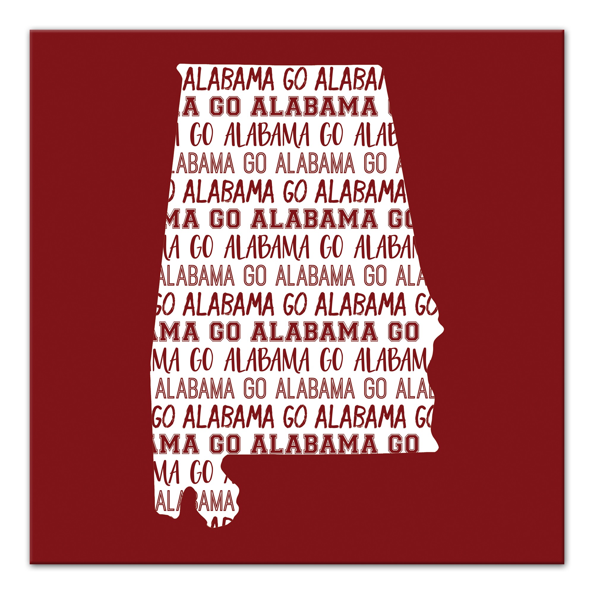 Red Alabama Go Team 16x16 Canvas Wall Art