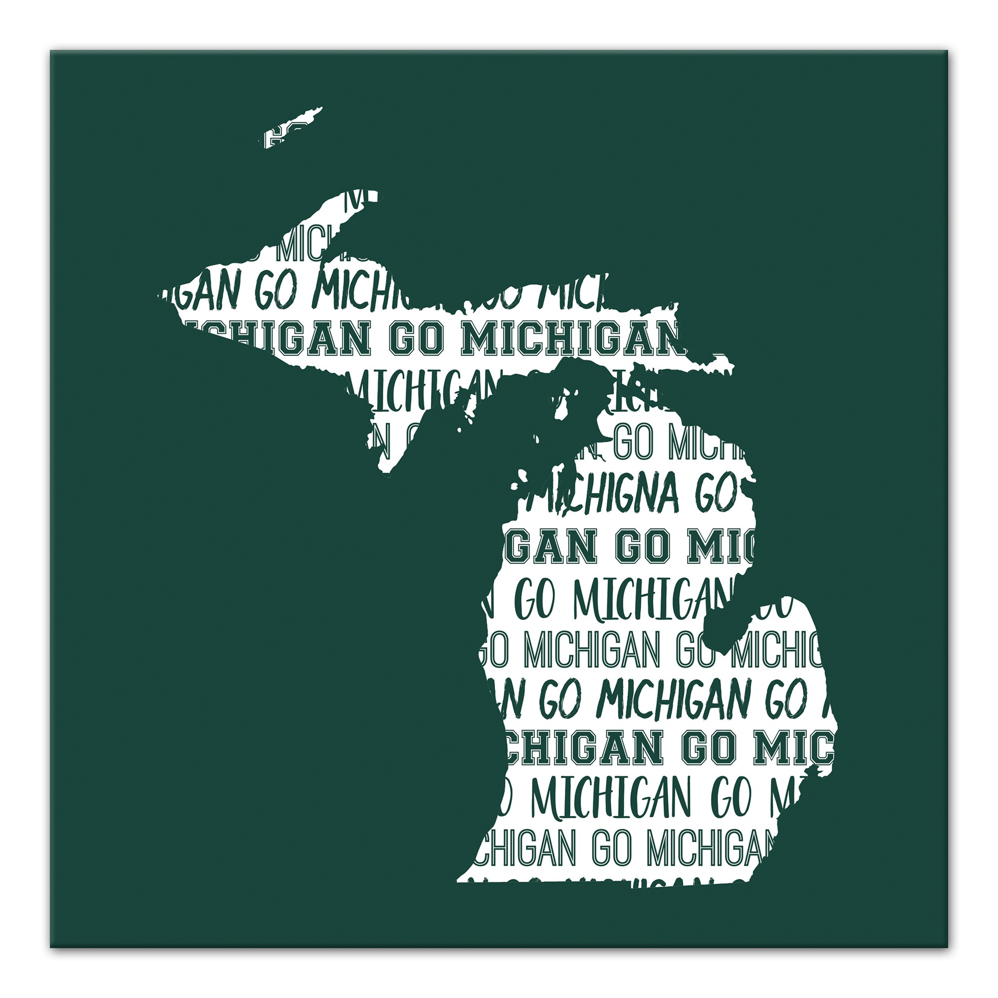 Designs Direct Creative Group Green Michigan Go Team 16x16 Canvas Wall Art