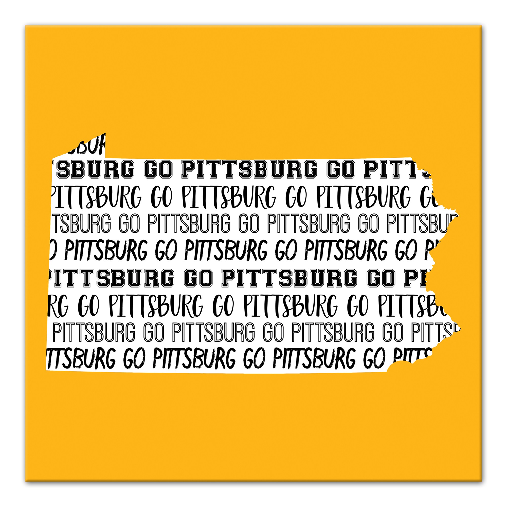 Designs Direct Creative Group Yellow Pennsylvania Go Team 16x16 Canvas Wall Art