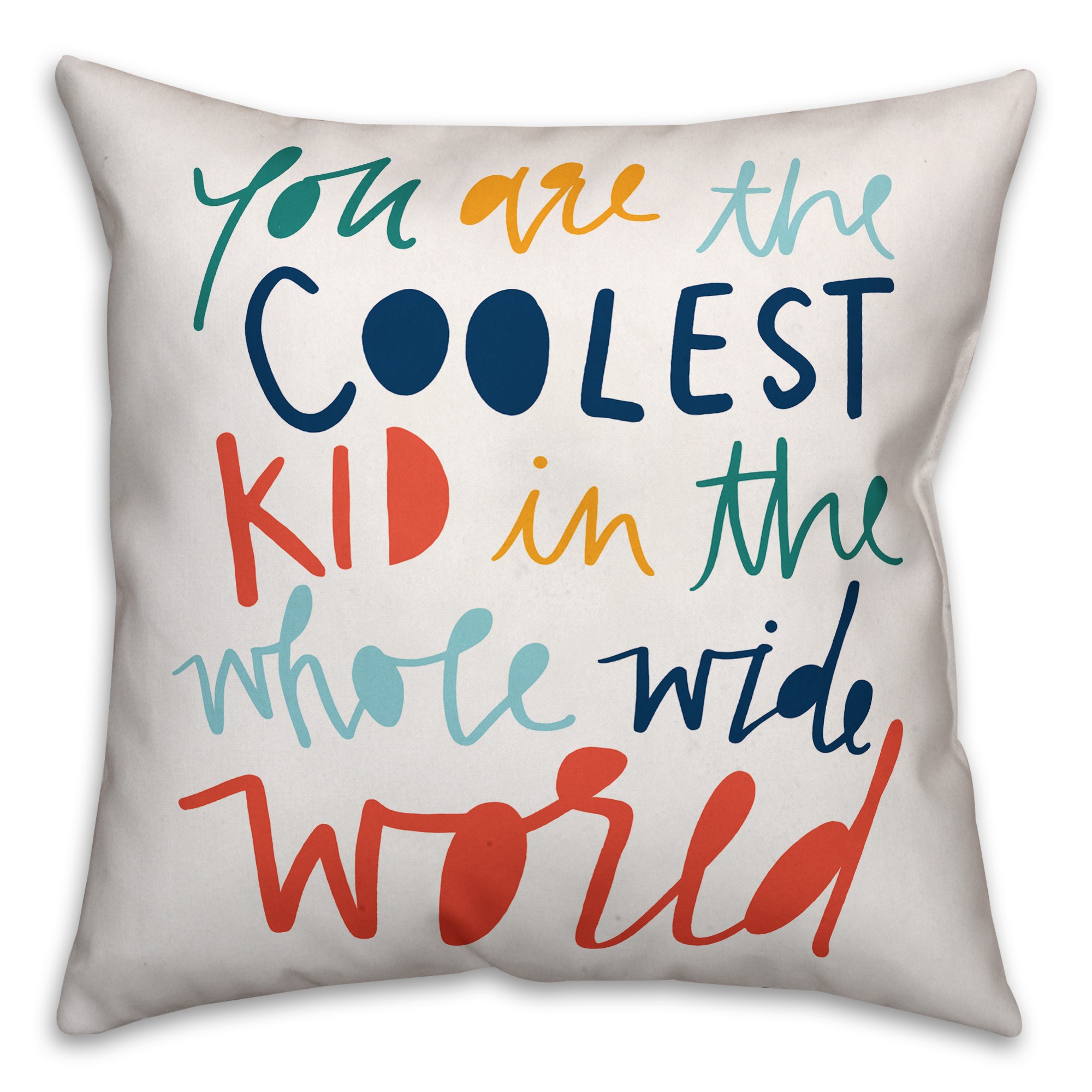 Coolest Kid Rainbow Text 16x16 Spun Poly Pillow