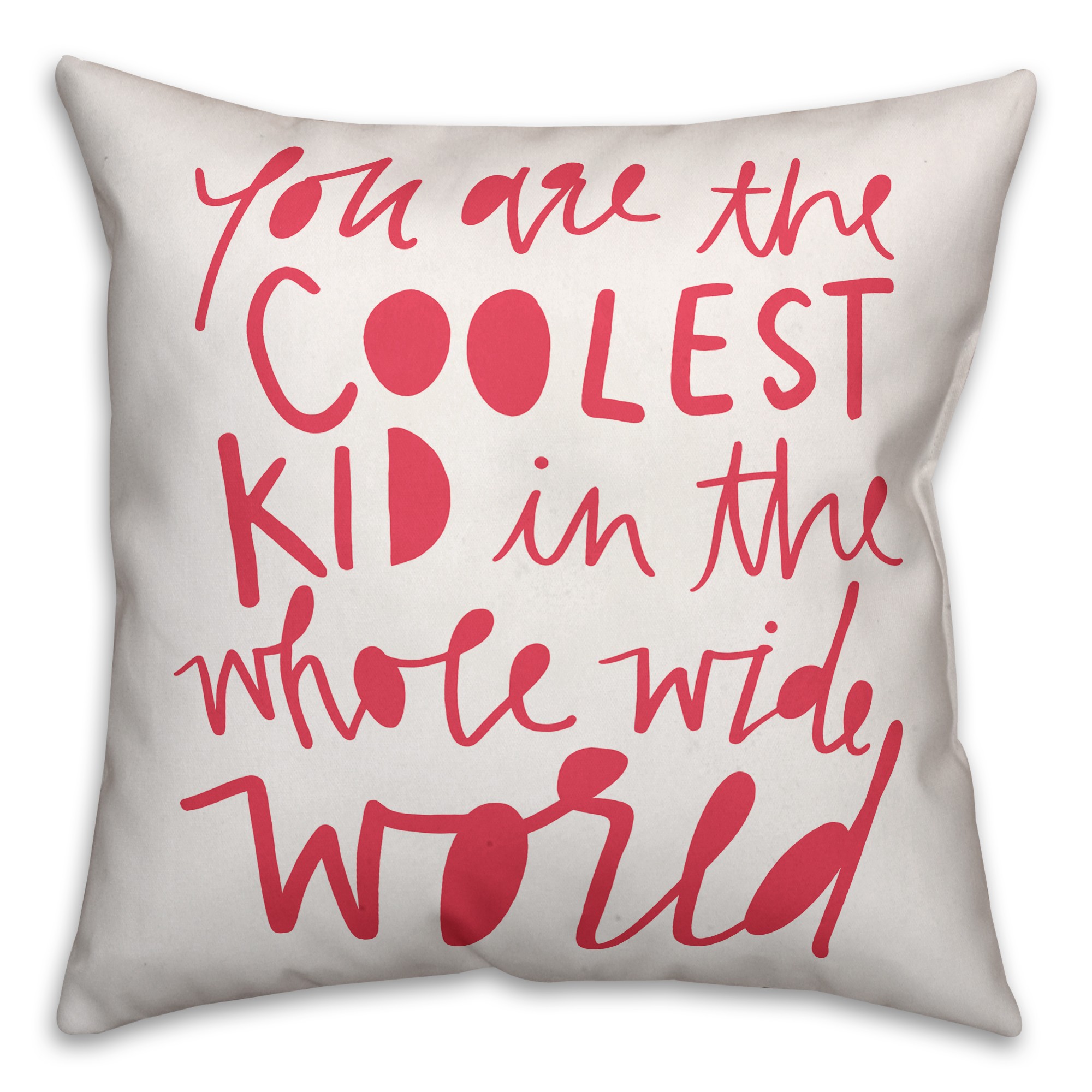 Coolest Kid Pink Text 16x16 Spun Poly Pillow