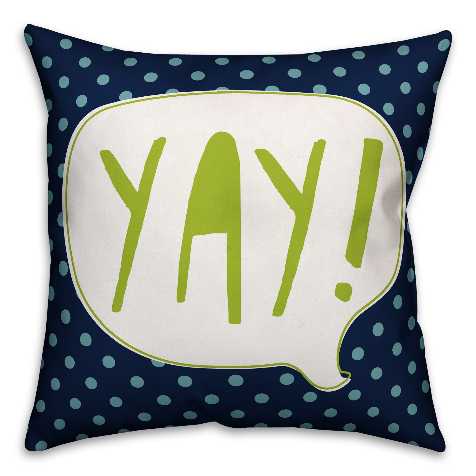 Blue and Green Yay Design 16x16 Spun Poly Pillow