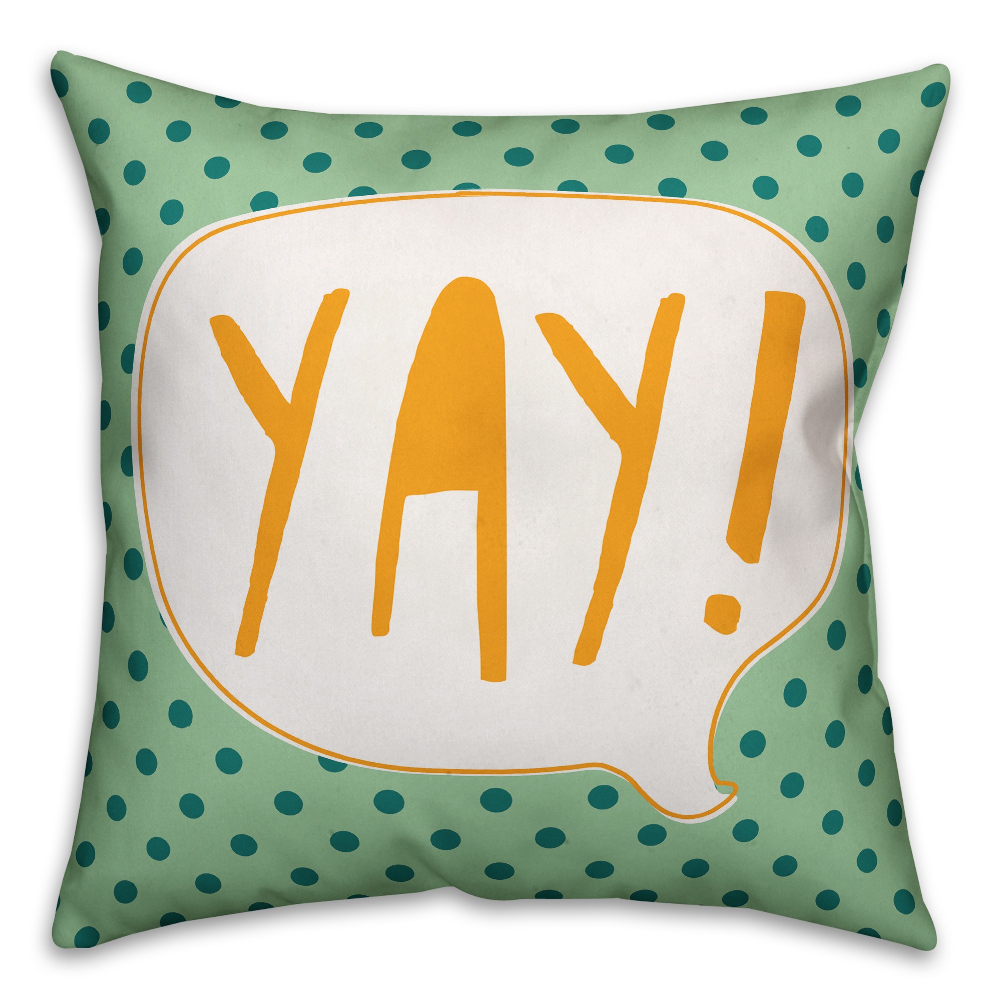 Yellow and Orange Yay Design 16x16 Spun Poly Pillow