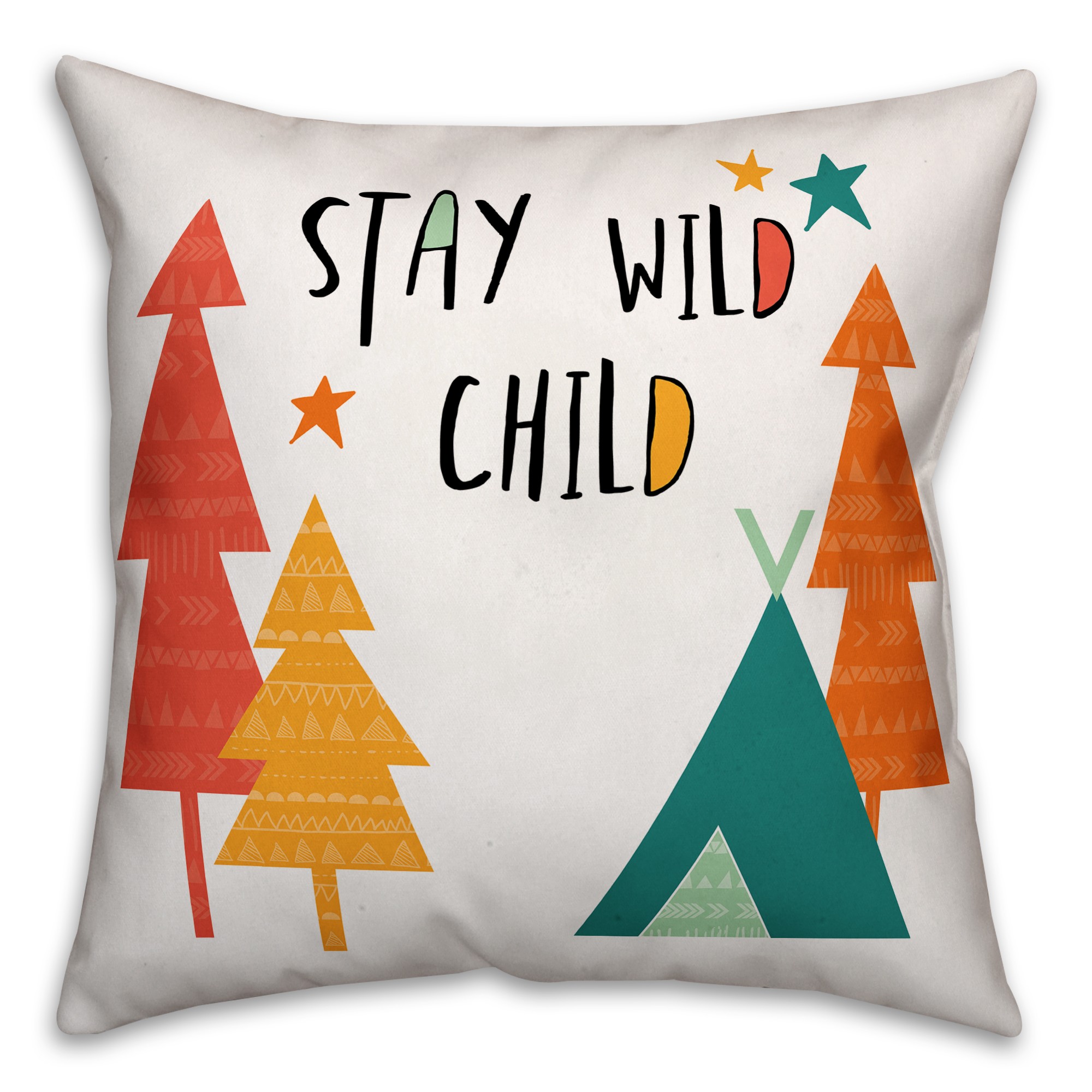 Stay Wild Child Bright Tones Design 16x16 Spun Poly Pillow