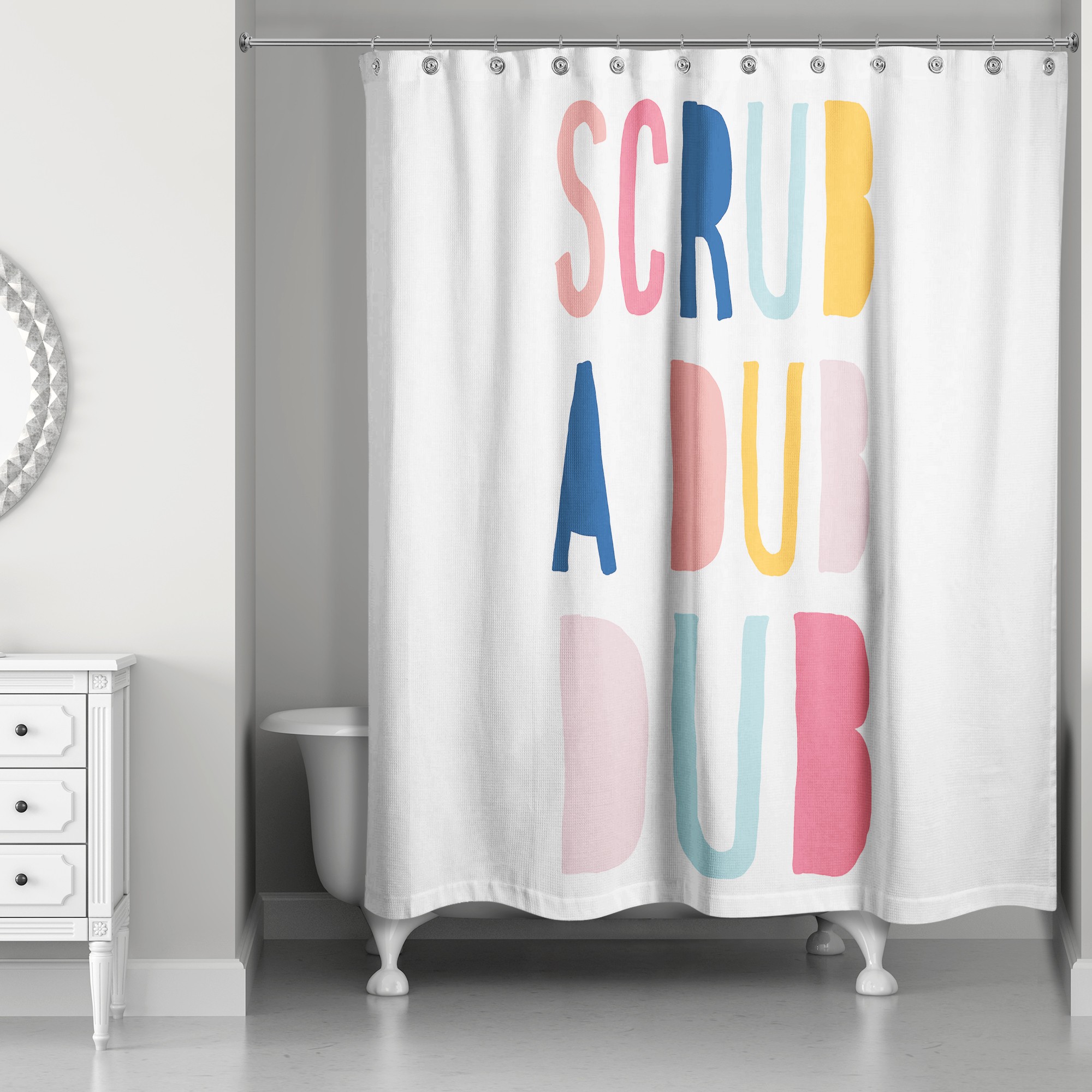 Scrub A Dub Dub Pastel Tones Design 71x74 Shower Curtain