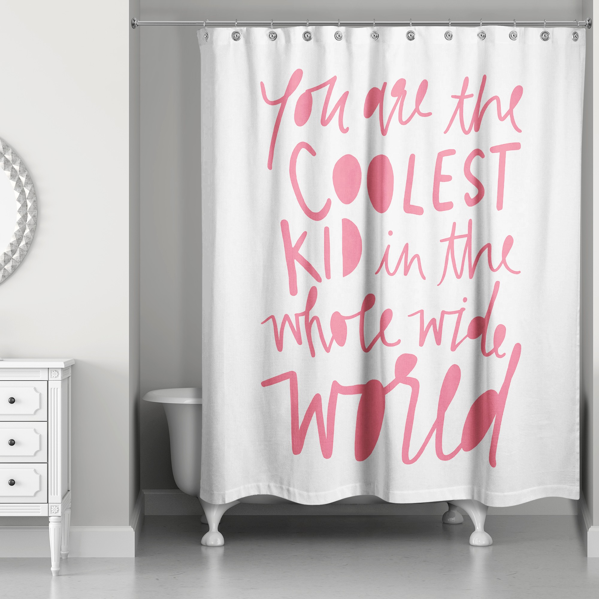 Coolest Kid Pink Text 71x74 Shower Curtain
