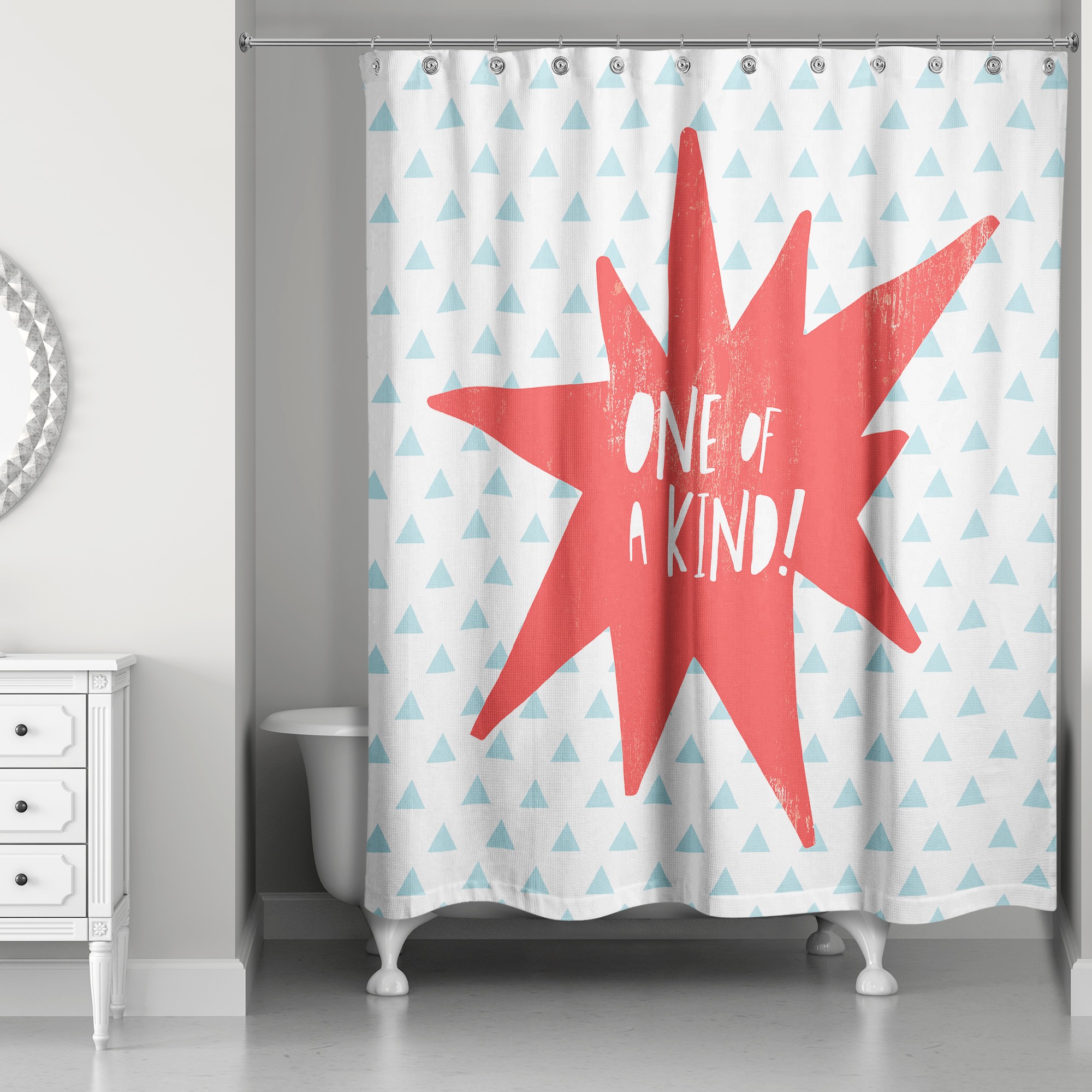 One of a Kind Red Design 71x74 Shower Curtain