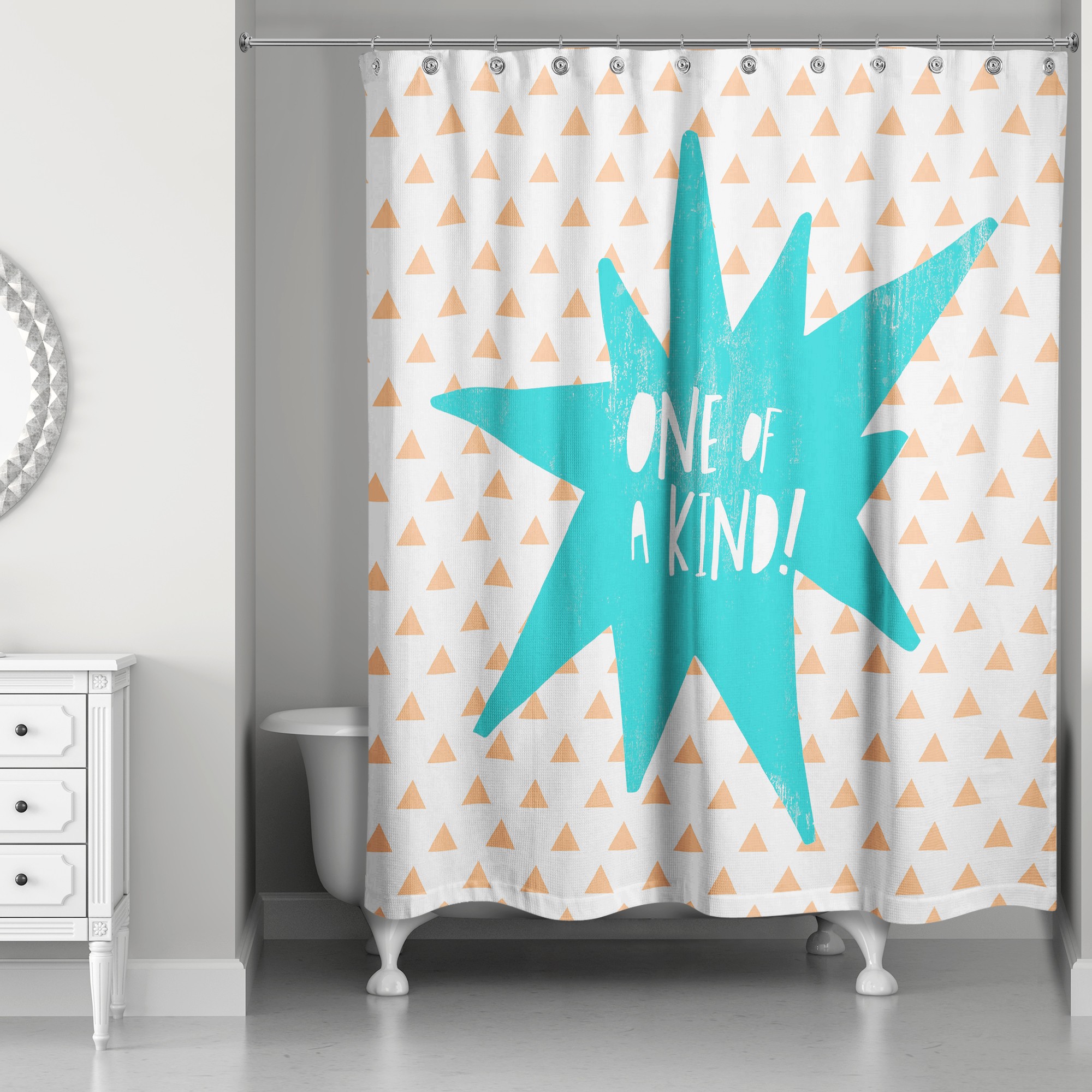 One of a Kind Blue Design 71x74 Shower Curtain