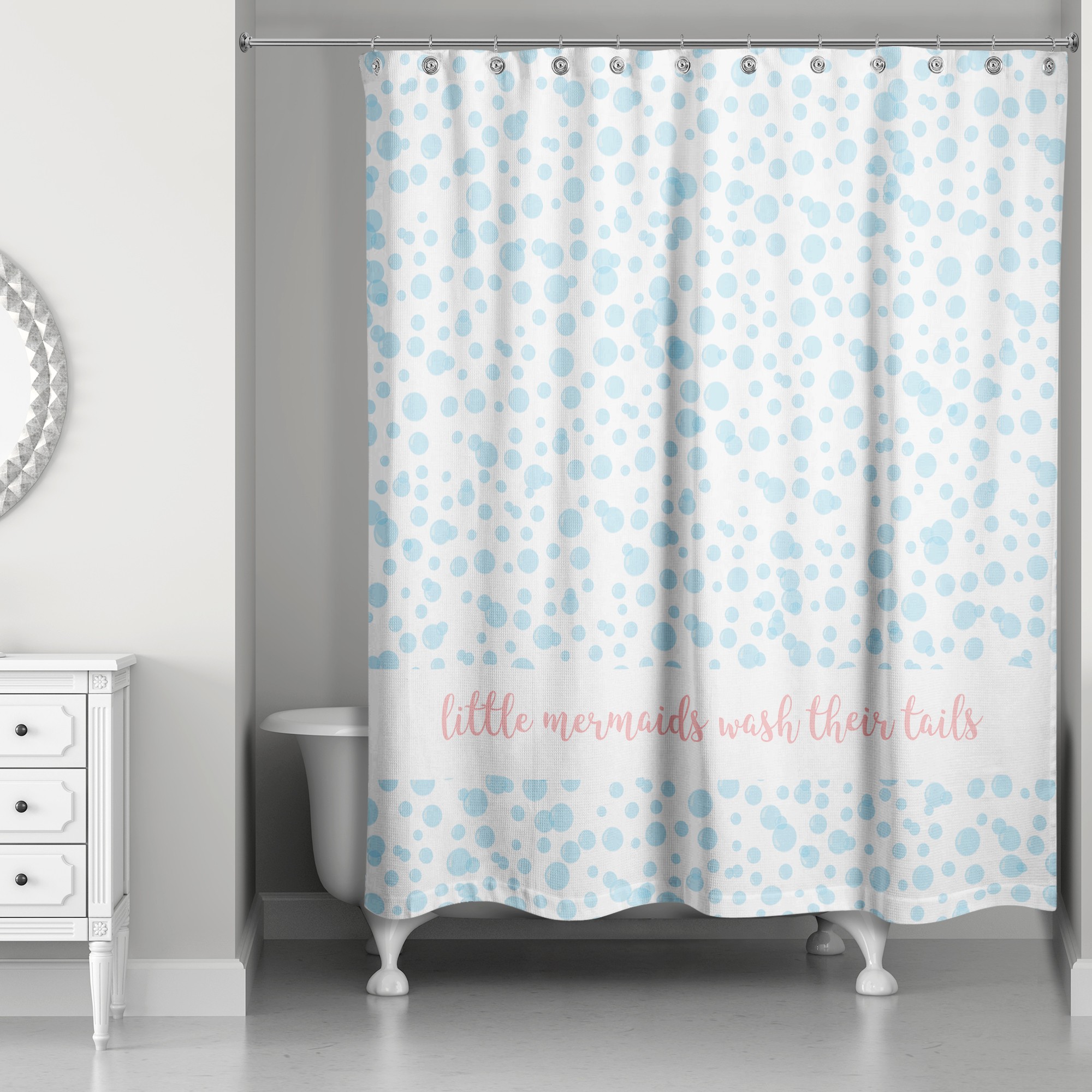 Bubbles Wash Your Tail 71x74 Shower Curtain