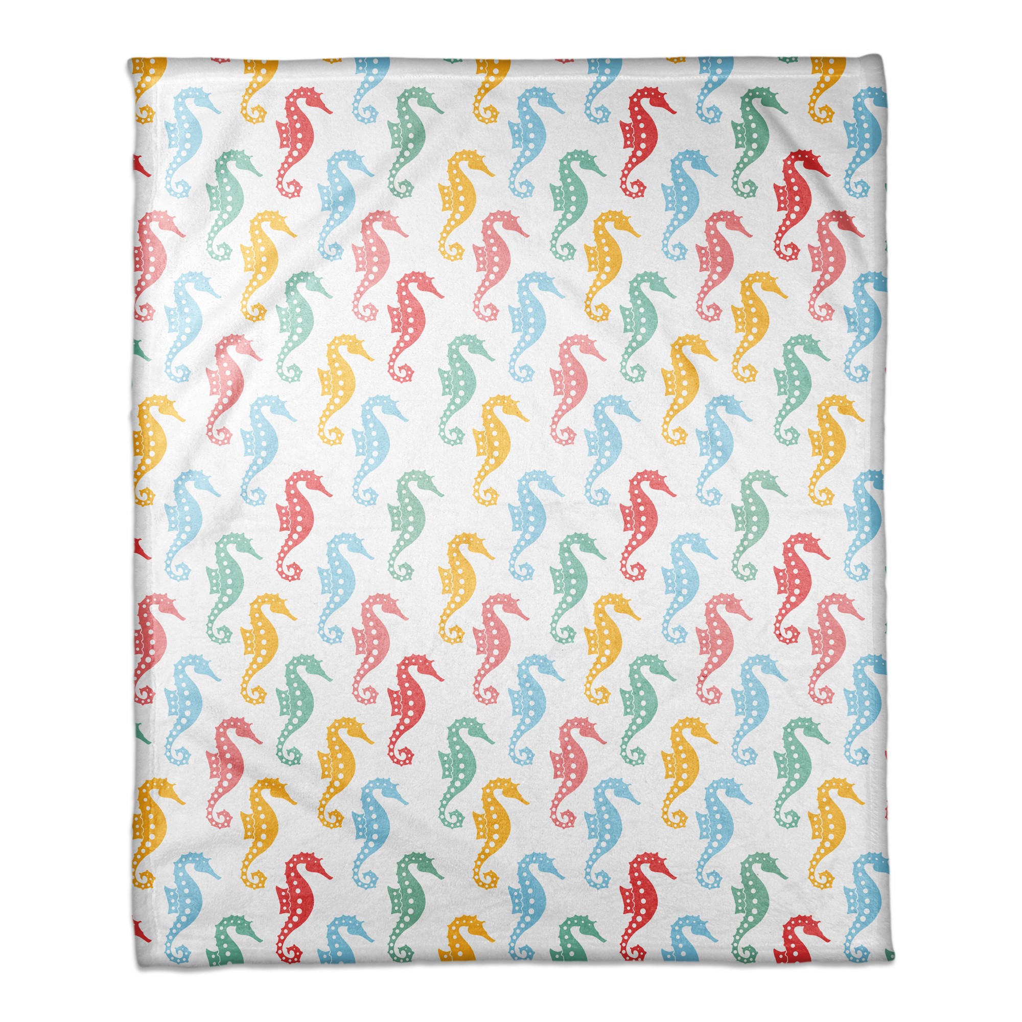 Colorful Seahorses 50x60 Coral Fleece Blanket