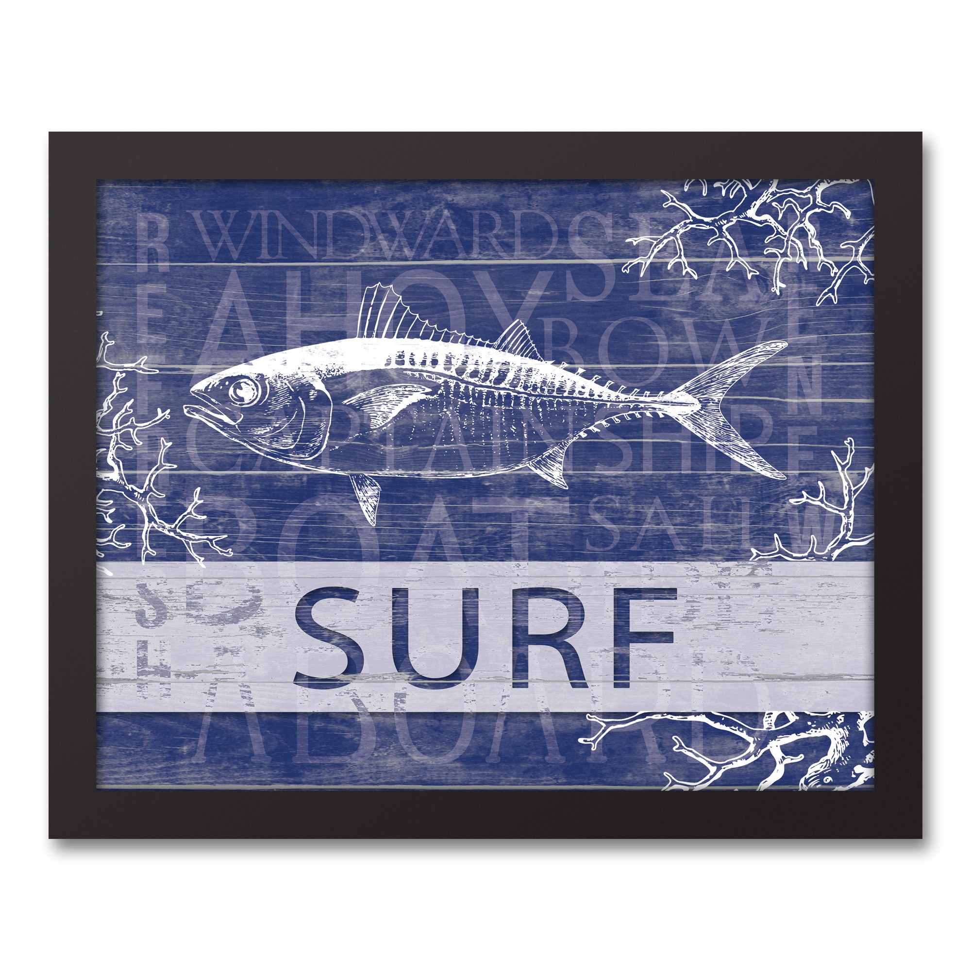 Surf Fish 11x14 Black Framed Canvas