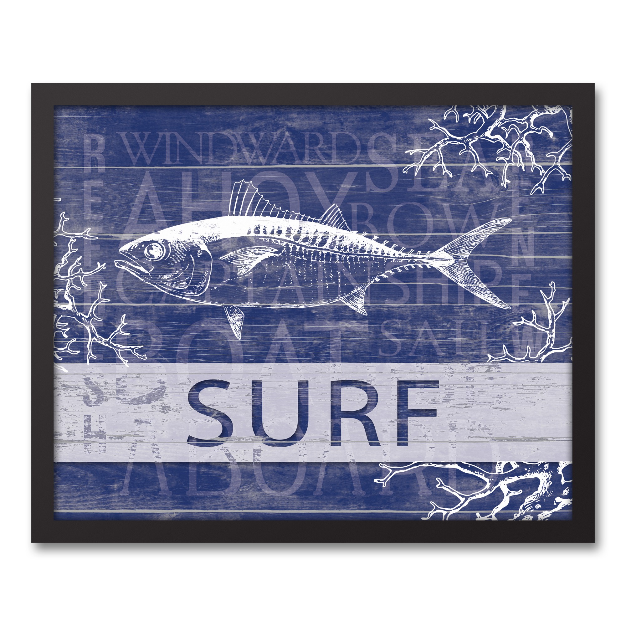 Surf Fish 16x20 Black Framed Canvas