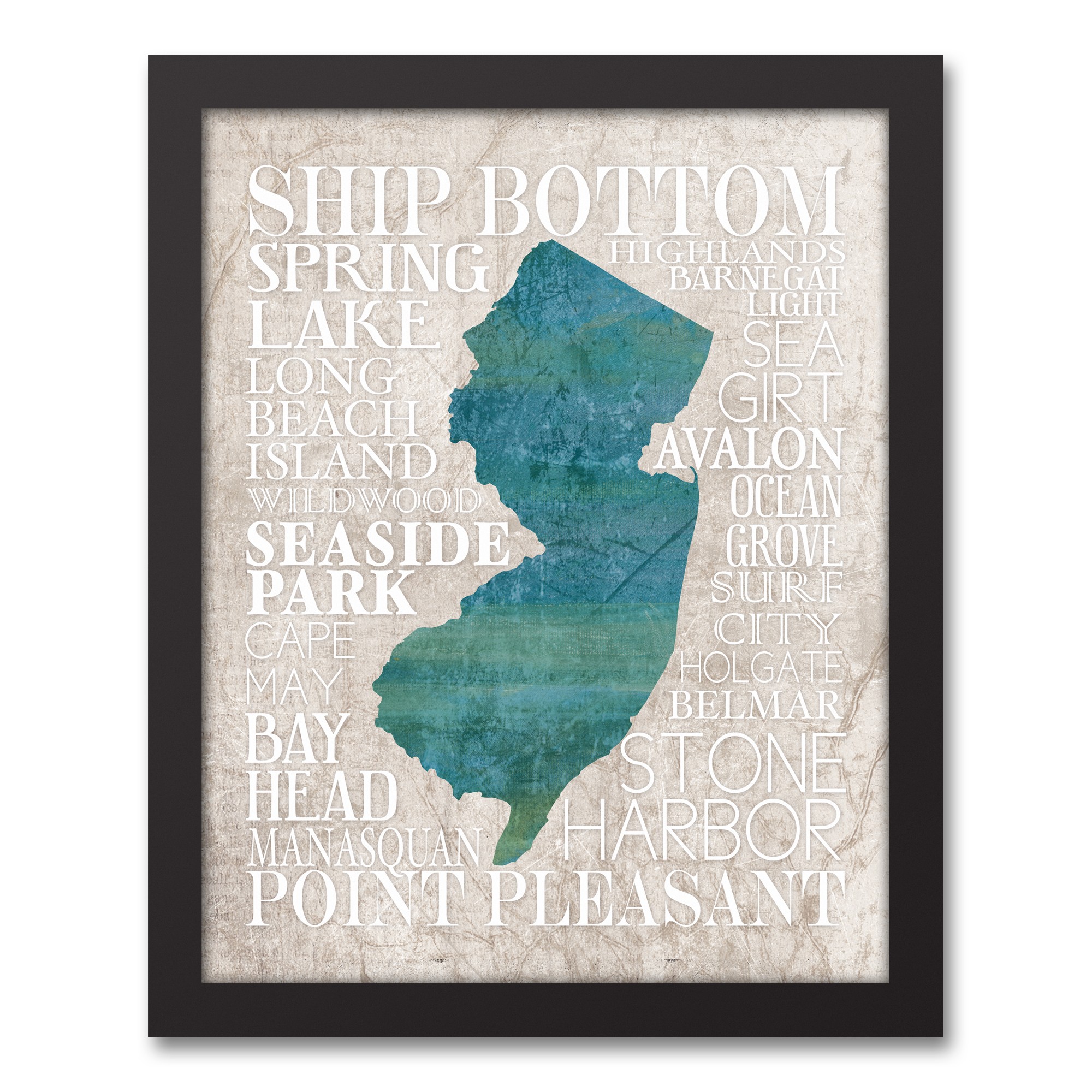 Jersey Shore Cities 11x14 Black Framed Canvas