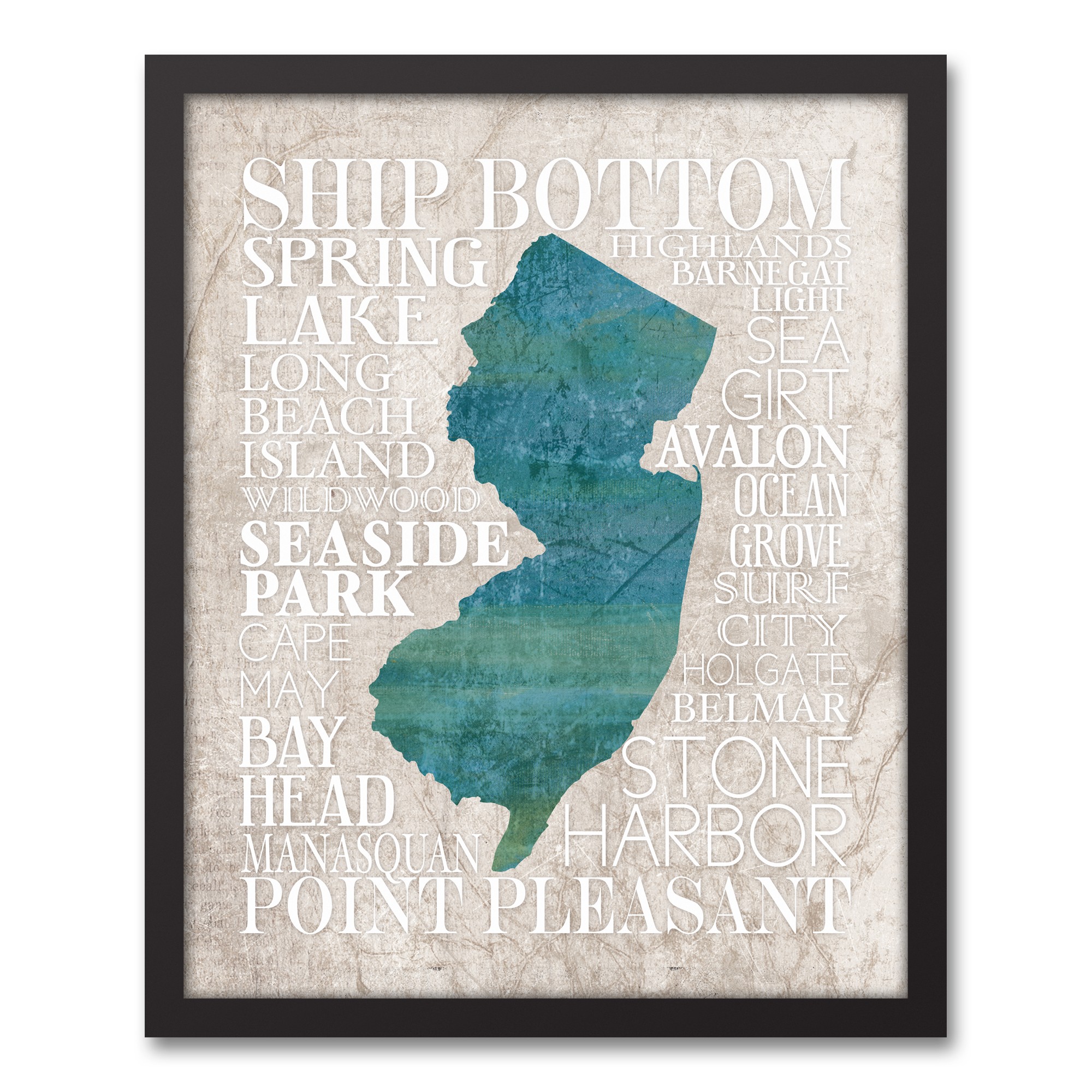 Jersey Shore Cities 16x20 Black Framed Canvas