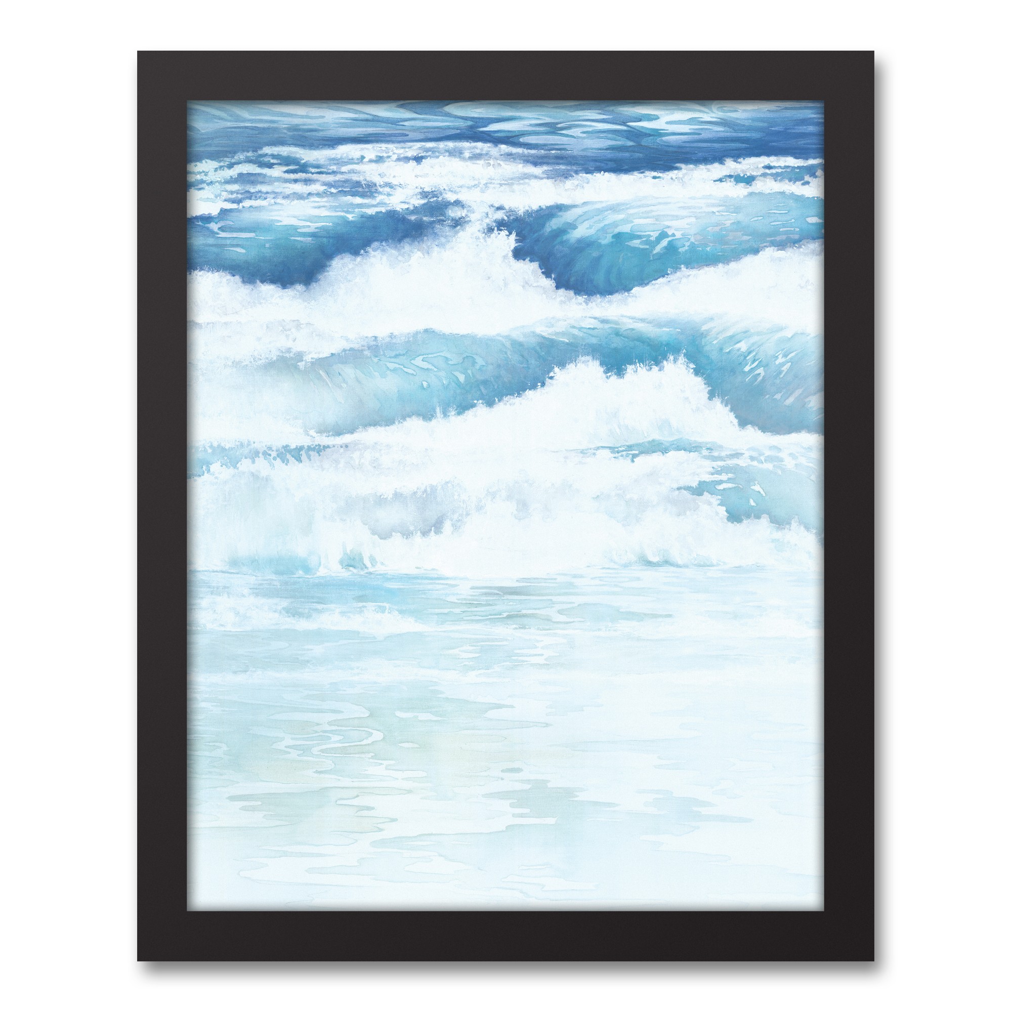 Crashing Open Waves 11x14 Black Framed Canvas