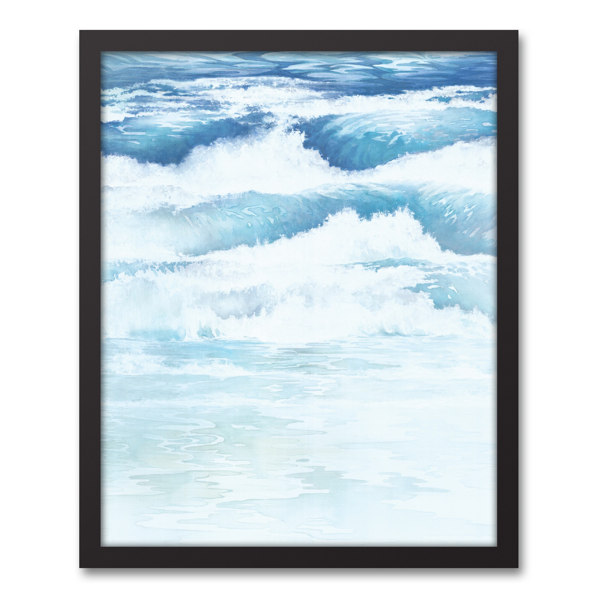 Crashing Open Waves 16x20 Black Framed Canvas