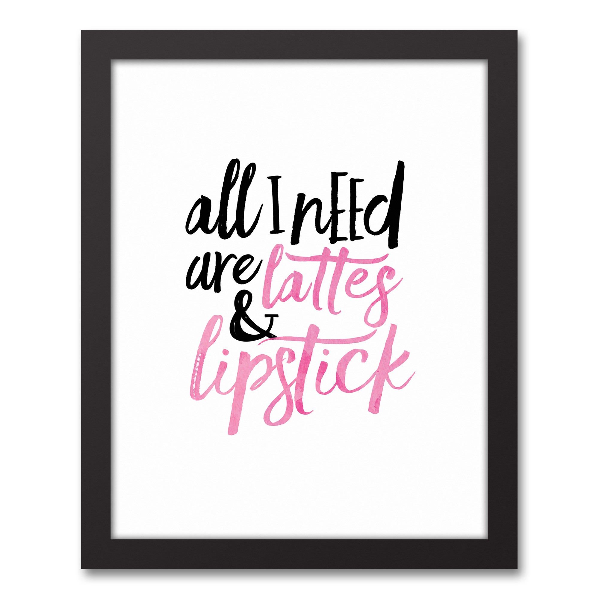 All I Need Are Lattes and Lipstick 11x14 Black Framed Canvas