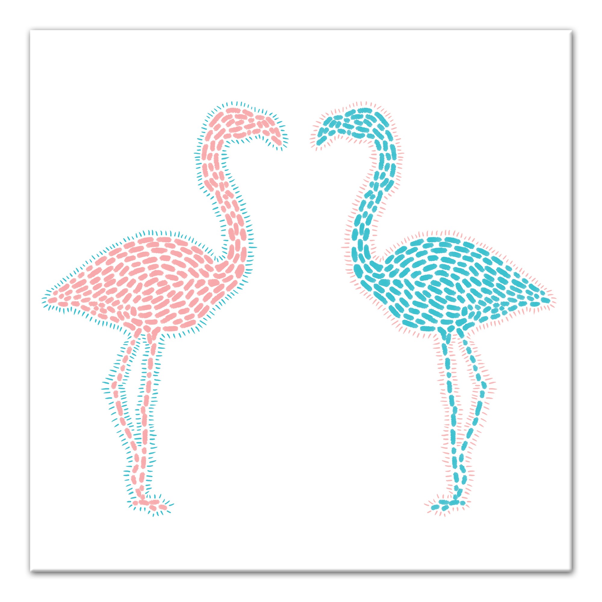 Pink and Blue Flamingos Wall Art