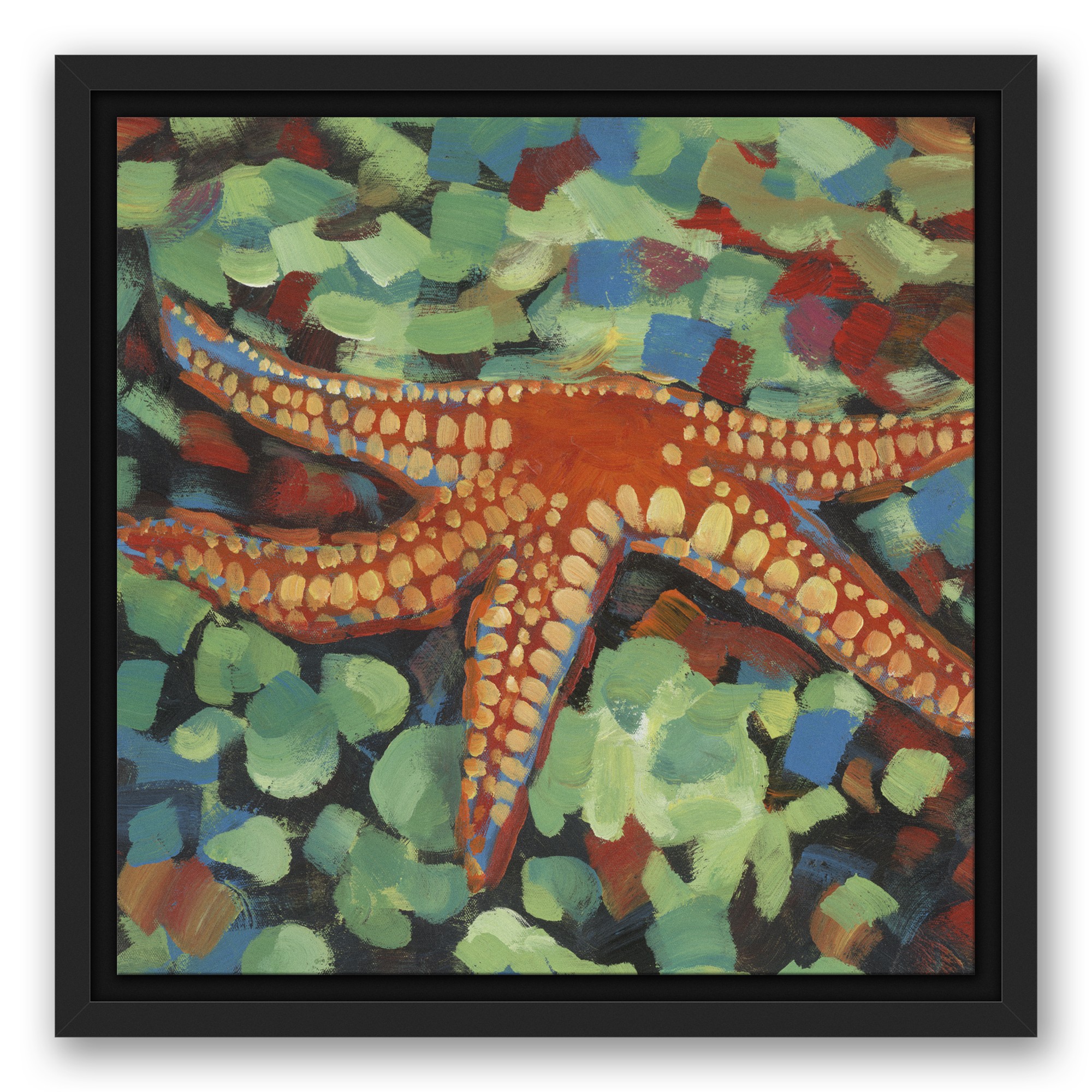 Painted Starfish on Sea glass Wall Art